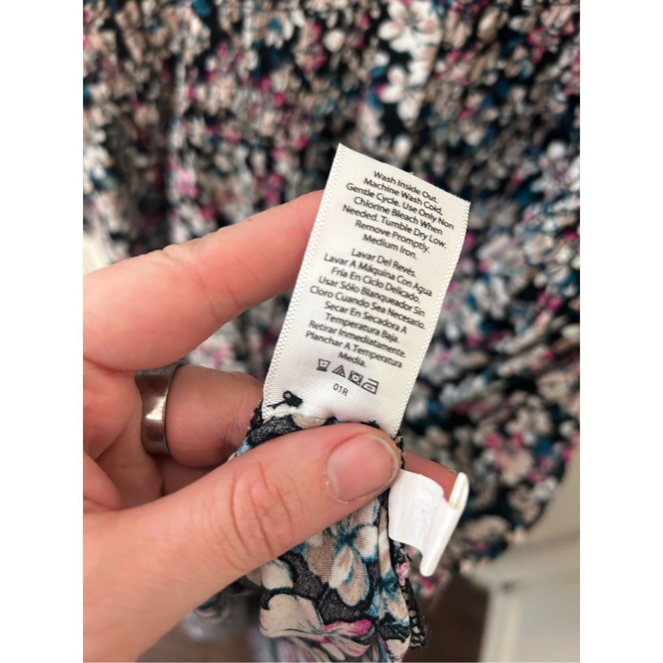 SPY Optic Terra & Sky Dress Multicolor Floral Smocked Midi Side Slits, Size XL / US 12-14 / IT 48-50 - 8 Thumbnail