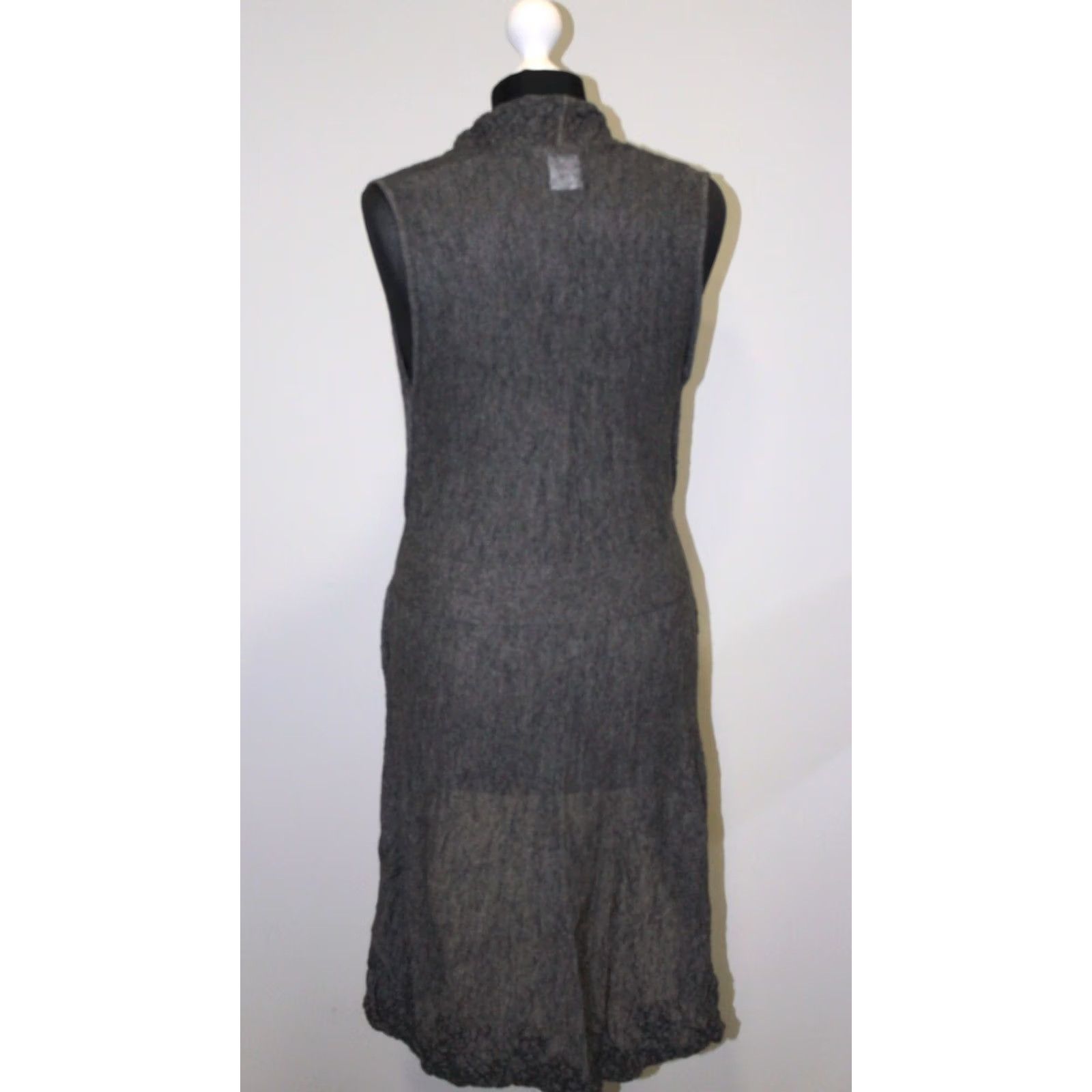 Sarah Pacini Sarah Pacini Grey Wool Vest Robe Wrap One Size Womens Cardigan Jumper Size ONE SIZE - 4 Thumbnail