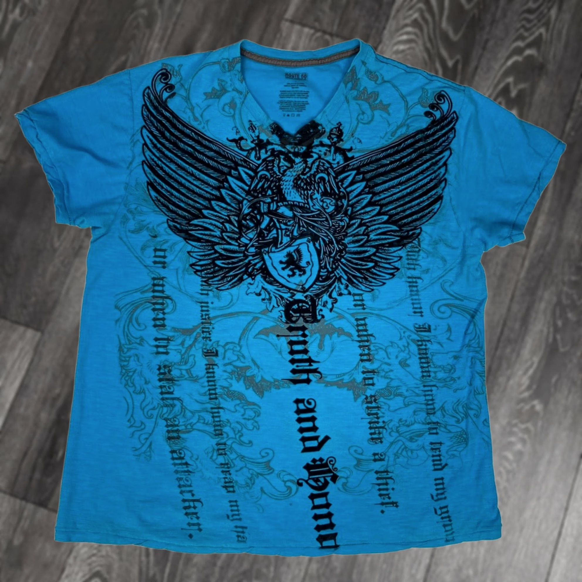 Route 66 VINTAGE Route 66 Wing Tribal V-Neck Graphic T-shirt Men Large Blue, T-Shirt, Route 66, Tribal, Graphic Print, XL? Size US L / EU 52-54 / 3 - 1 Thumbnail
