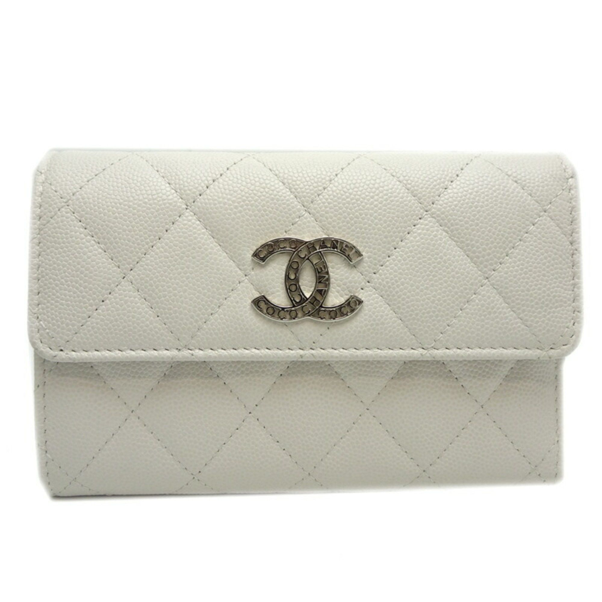Chanel Chanel Long Wallet Women's Tri-fold AP3051 Caviar Skin White Size ONE SIZE - 1 Thumbnail
