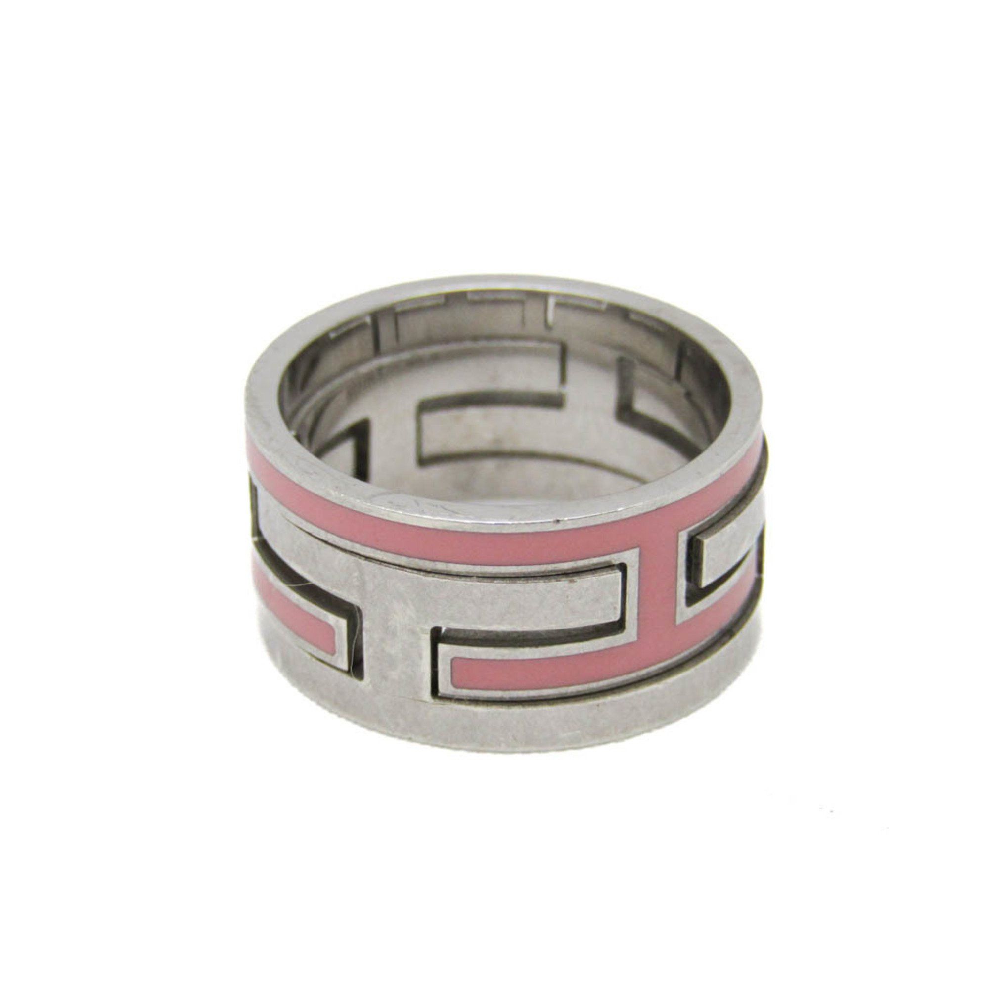 image of Hermes Move H Silver 925 Band Ring Pink,silver, Women's