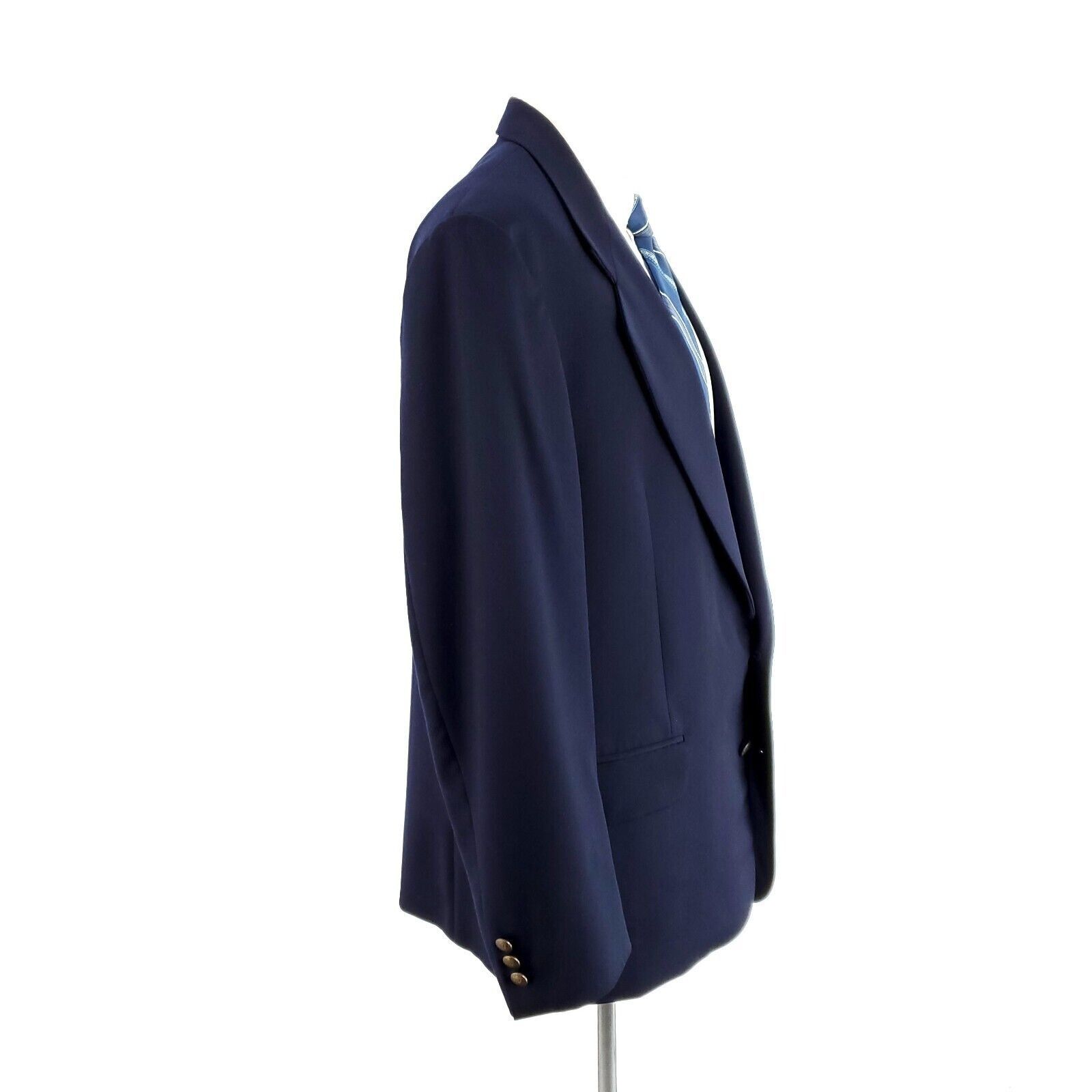 Oscar De La Renta Oscar De La Renta Wool 2 Bronze Button Blazer 42R Blue Size 42R - 7 Thumbnail