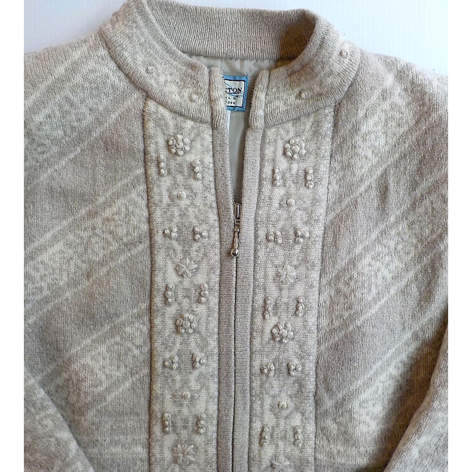 Pendleton Pendleton Originals Full Zip Sweater Jacket 100% Lambswool Tan Medium Beige Women Adult M Size M / US 6-8 / IT 42-44 - 2 Thumbnail