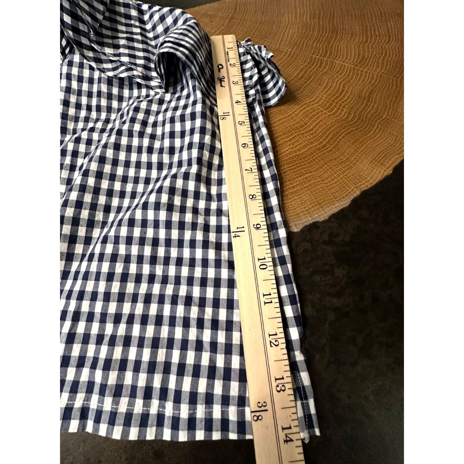 J.Crew J.CREW Blouse Womens 4 Blue Gingham One Shoulder Ruffle LS Size S / US 4 / IT 40 - 5 Thumbnail