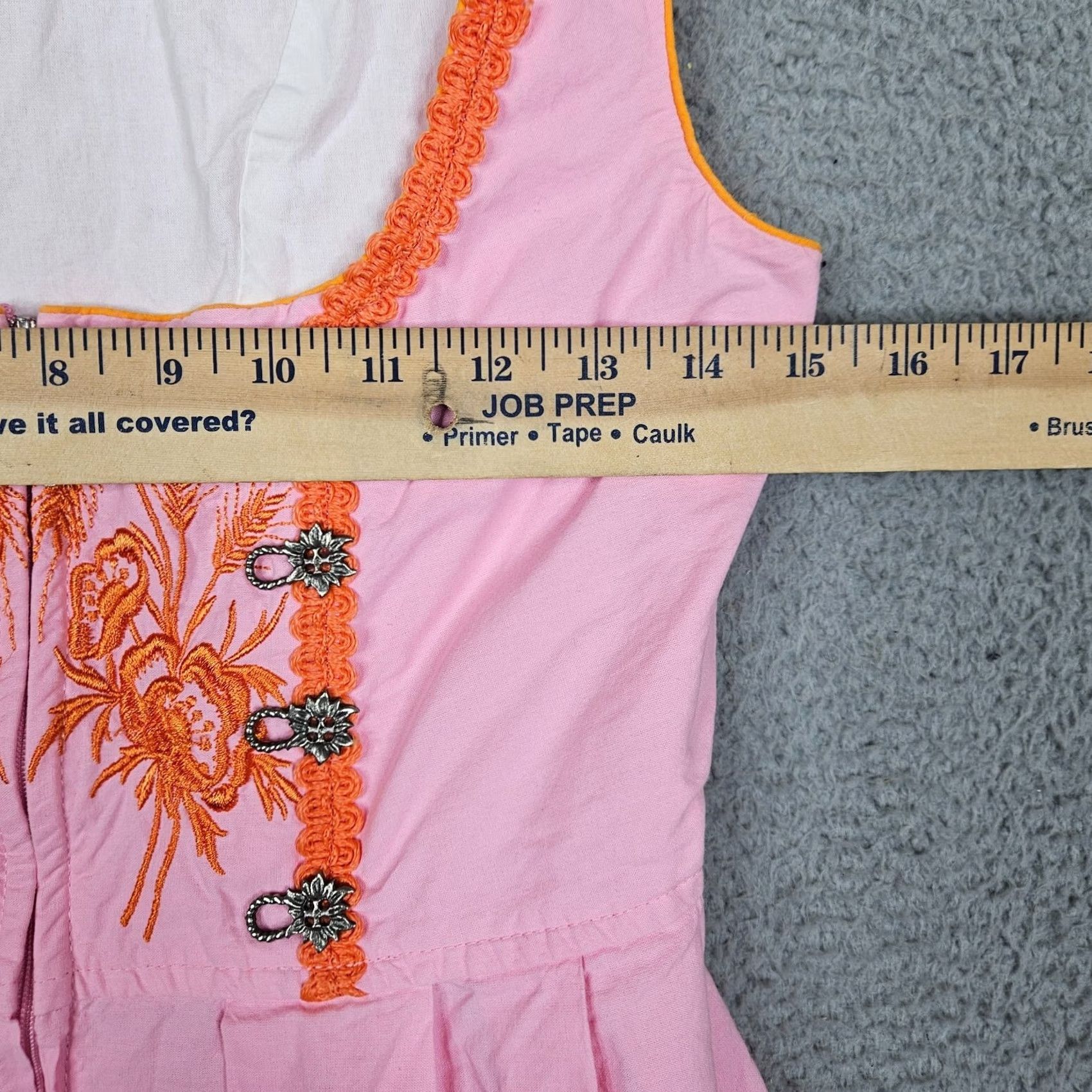 Pinko VINTAGE Oscar Trachten Dress Sleeveless Pink Embroidered Knee Length A-Line 34 Womens Size XXS / US 00 / IT 34 - 7 Thumbnail