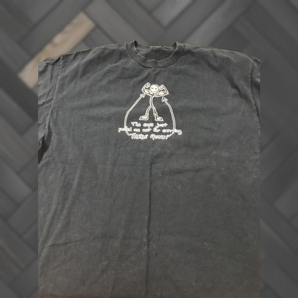 Vintage VINTAGE Funny T Shirt 2XL Blue Crew Neck Short Sleeve Alstyle Apparel & Activewear Logo USA Joke Parody Stick Figure Mens Womens Unisex Adults 90s Size US XXL / EU 58 / 5 - 1 Thumbnail