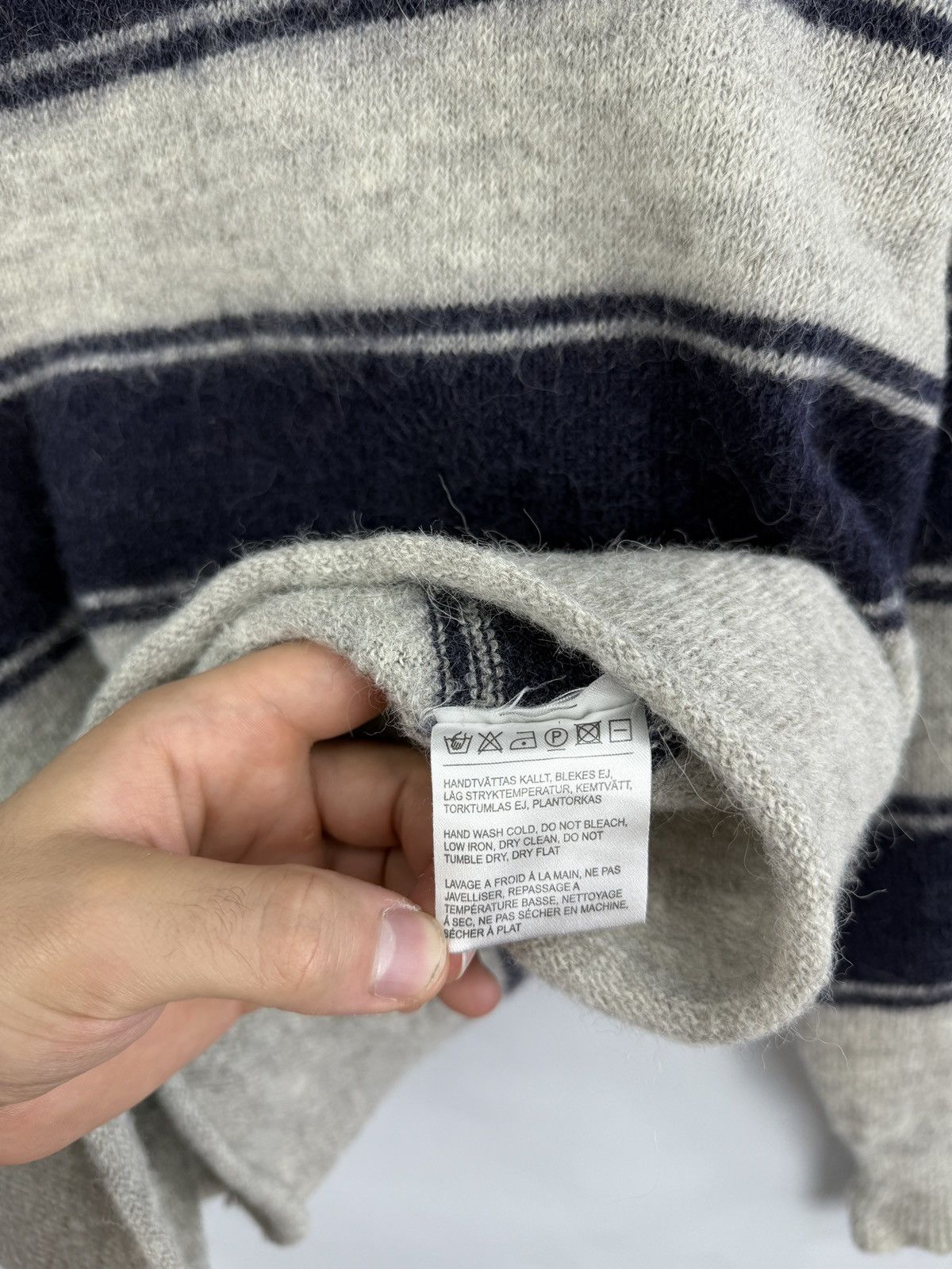Acne Studios 🇺🇸Y2K Acne Studios Alpaca Wool Striped Sweater Navy LIMA AW11 Size XL / US 12-14 / IT 48-50 - 6 Thumbnail