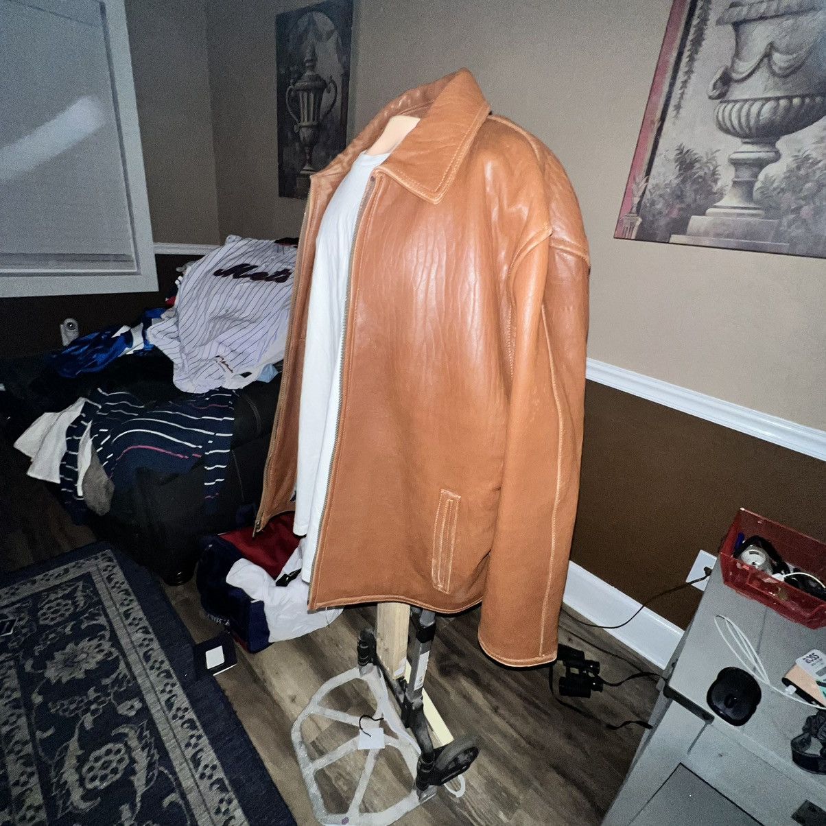 image of Perry Ellis Portfolio Perry Ellis Leather Jacket in Brown, Men's (Size XL)