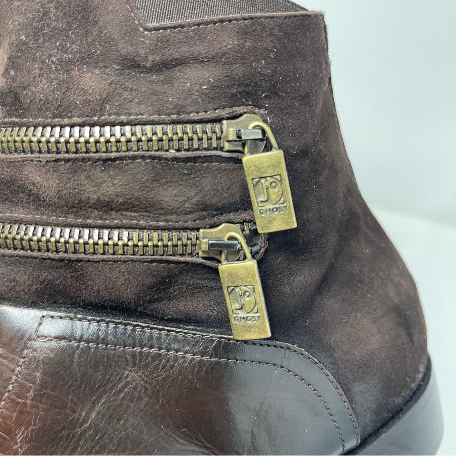 Jo Ghost Jo Ghost 3134 Brown 100% Leather Suede Back zip Boots Size US 8 / EU 41 - 5 Thumbnail
