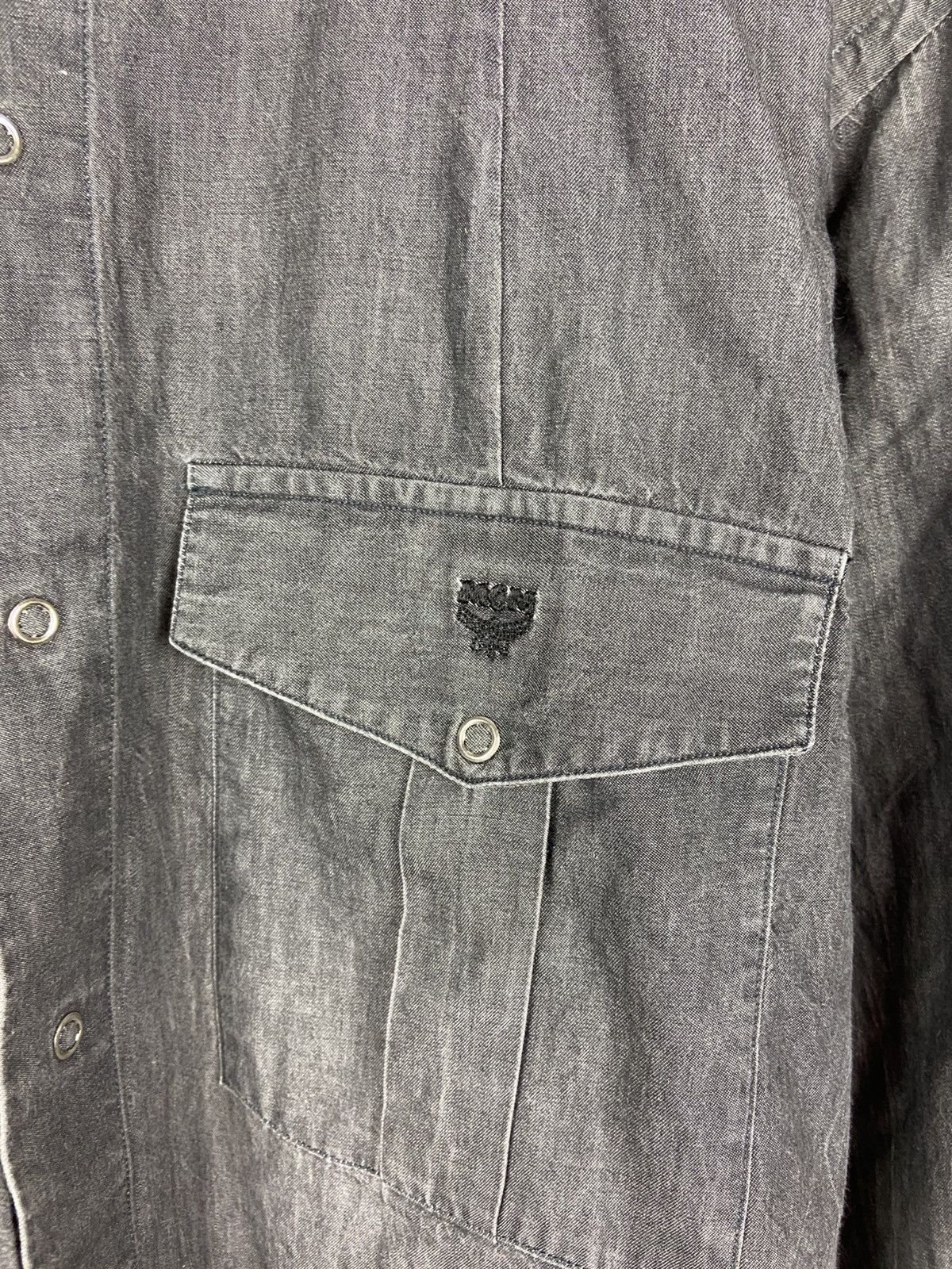 Designer × MCM Vintage MCM Faded Gray Mens Luxury Button Shirt Logo Size US XL / EU 56 / 4 - 5 Thumbnail