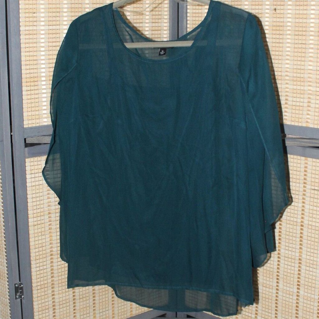 Other AB Studio Green Cami & Sheer 3/4 Pullover Blouse Size XL / US 12-14 / IT 48-50 - 1 Thumbnail