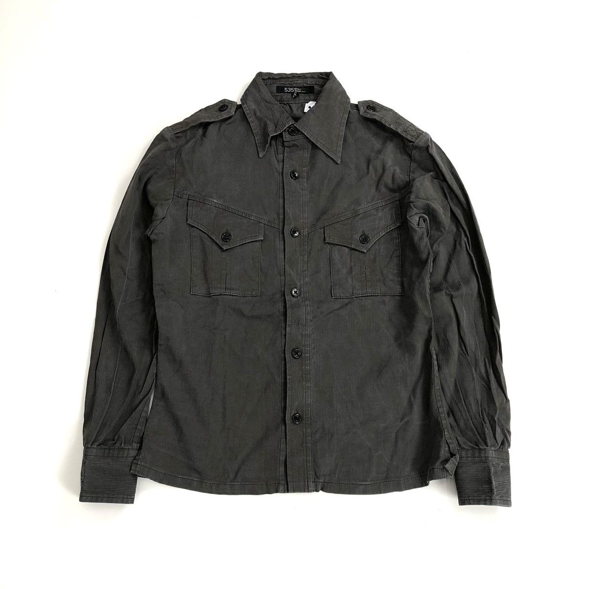 5351 POUR LES HOMMES × Japanese Brand × Vintage Vintage 5351 Pour Les Hommes Military Olive Green Shirt Size US M / EU 48-50 / 2 - 1 Thumbnail