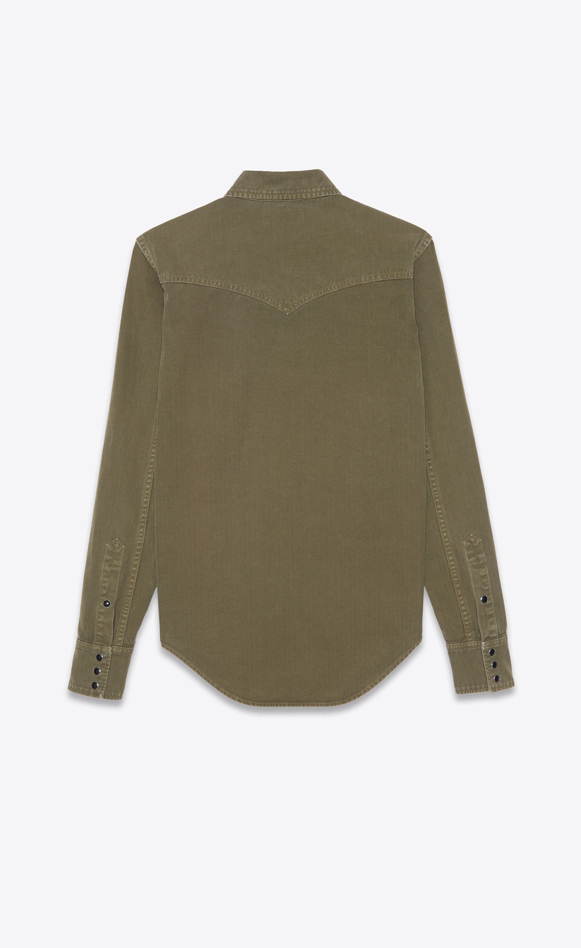 Saint Laurent Paris o1s1wg110125 597059 Western Shirt in Stonewashed Denim Size US M / EU 48-50 / 2 - 2 Thumbnail