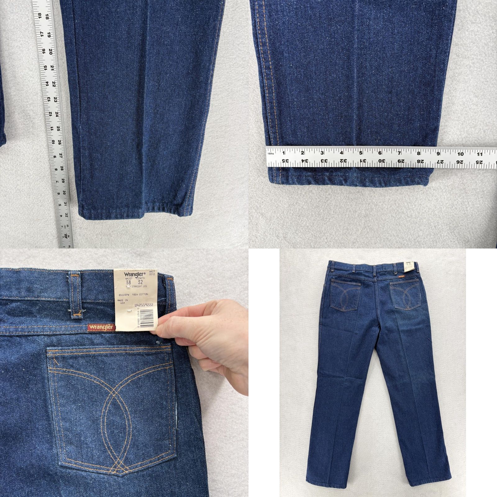 Wrangler VINTAGE Wrangler Jeans Mens 38x32 Blue Dark Wash Straight Denim USA 85223PW Size US 38 / EU 54 - 8 Thumbnail