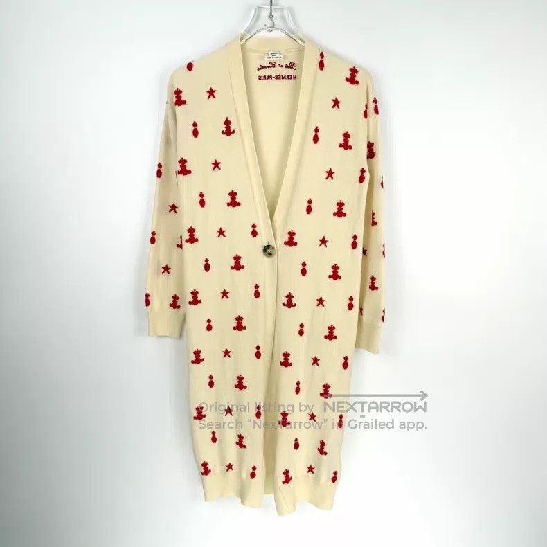 Hermes Hermes Beige Full Logo Cashmere Cardigan Size XXS / US 00 / IT 34 - 3 Thumbnail