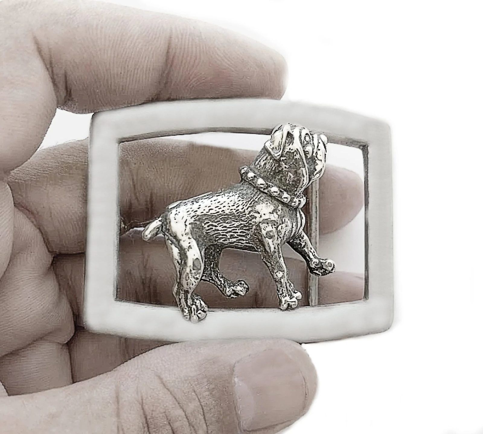 Other Men's silver belt buckle Bulldog design .925 stamped Size ONE SIZE - 1 Thumbnail
