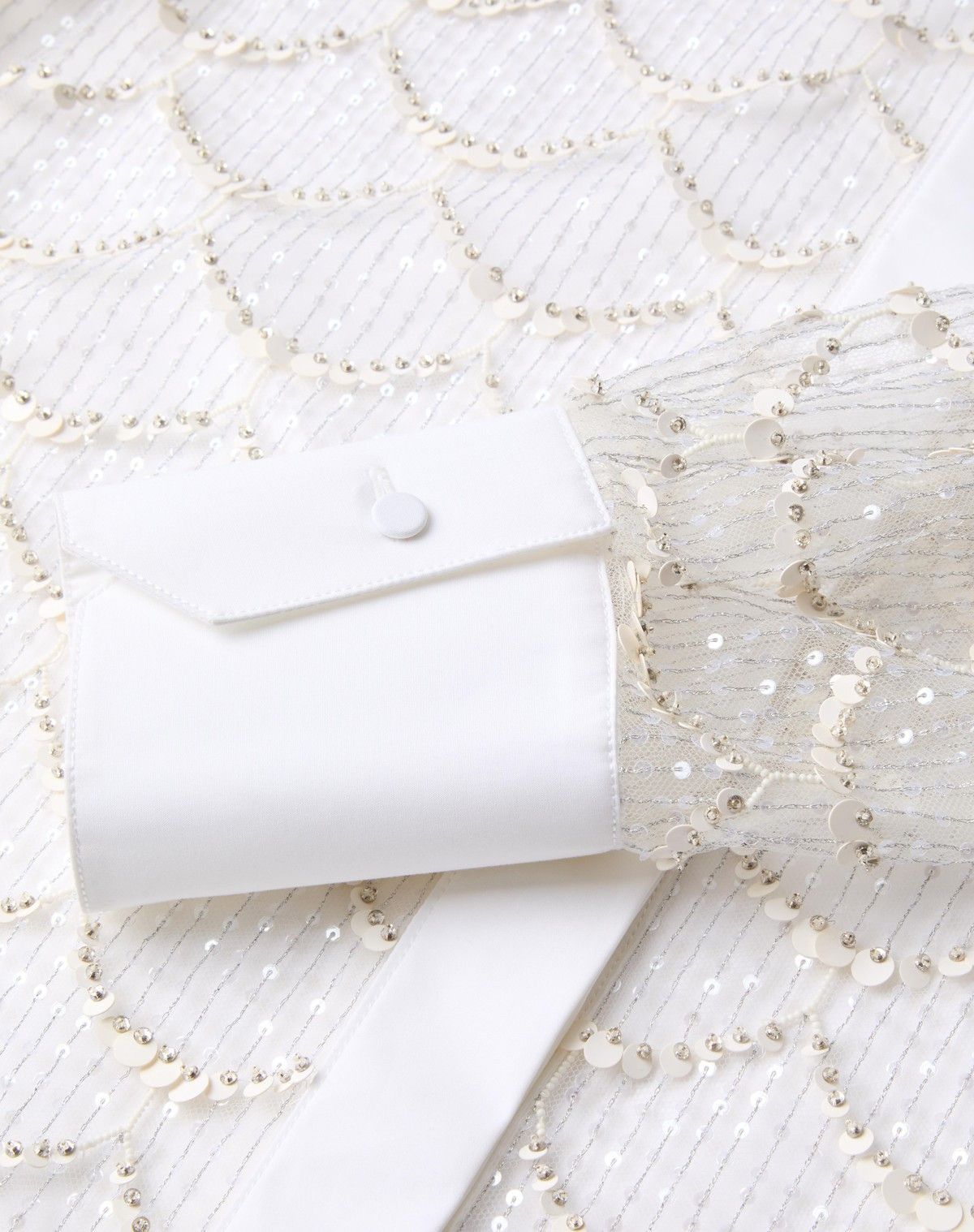 Valentino o1s1wg110525 Embroidered Tulle Illusione Shirt in White Size L / US 10 / IT 46 - 7 Thumbnail