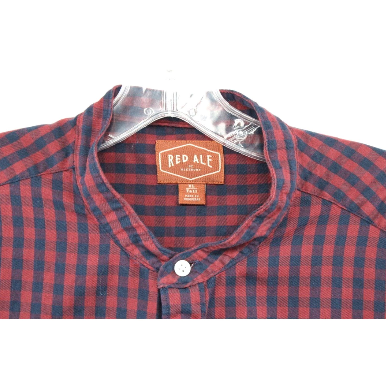 Vintage Red Ale Shirt Men's XL Tall Red Black Check Band Collar Preppy Work Office Size US XL / EU 56 / 4 - 3 Thumbnail