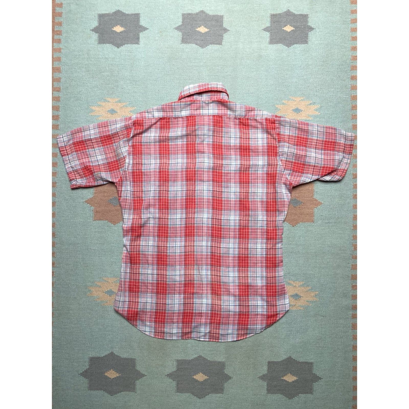 Vintage VINTAGE 80s 90s Plaid Short Sleeve Button-Up Shirt Lightweight Poly Cotton Large Red Mens T15 Size US L / EU 52-54 / 3 - 4 Thumbnail