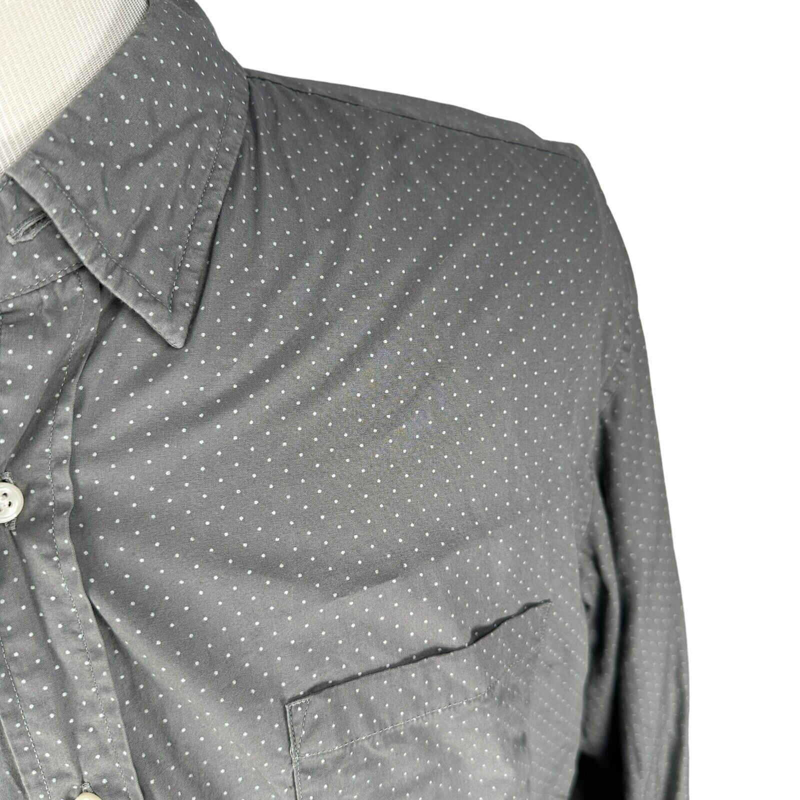 J.Crew J.Crew Shirt Men's XL Gray Polka Dot Cotton Slim Long Sleeve Size US XL / EU 56 / 4 - 2 Thumbnail