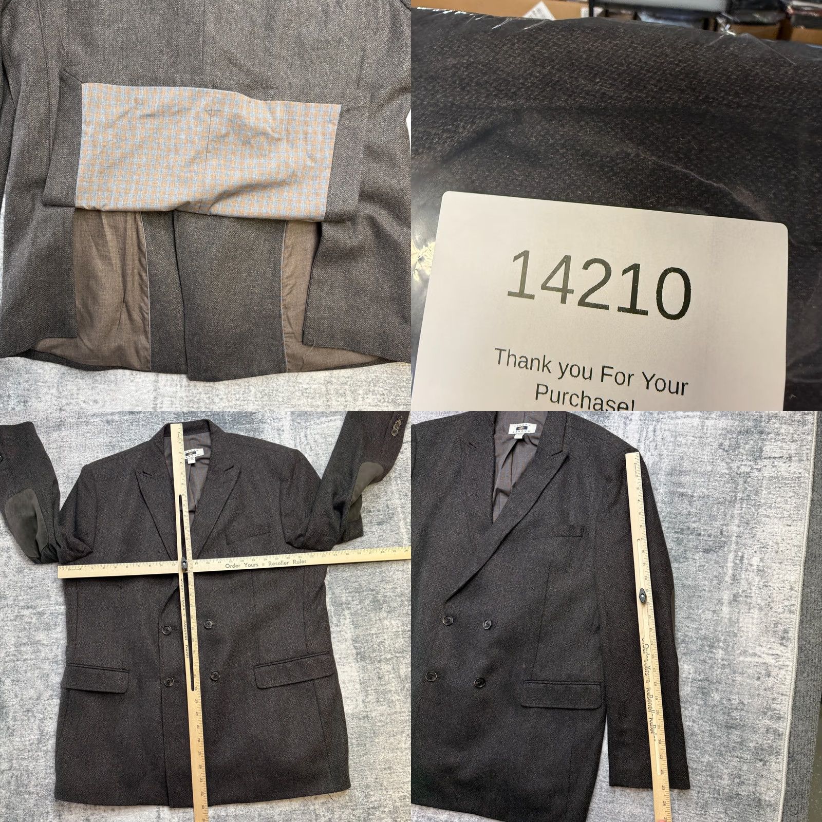 Joseph Abboud Joseph Abboud Blazer Jacket Men 2XL Brown Double-Breasted Sport Coat Elbow Patch Jacket Front Button Style: Two-Button Peak Lapel Solid Polyester Wool Size 48R - 9 Thumbnail