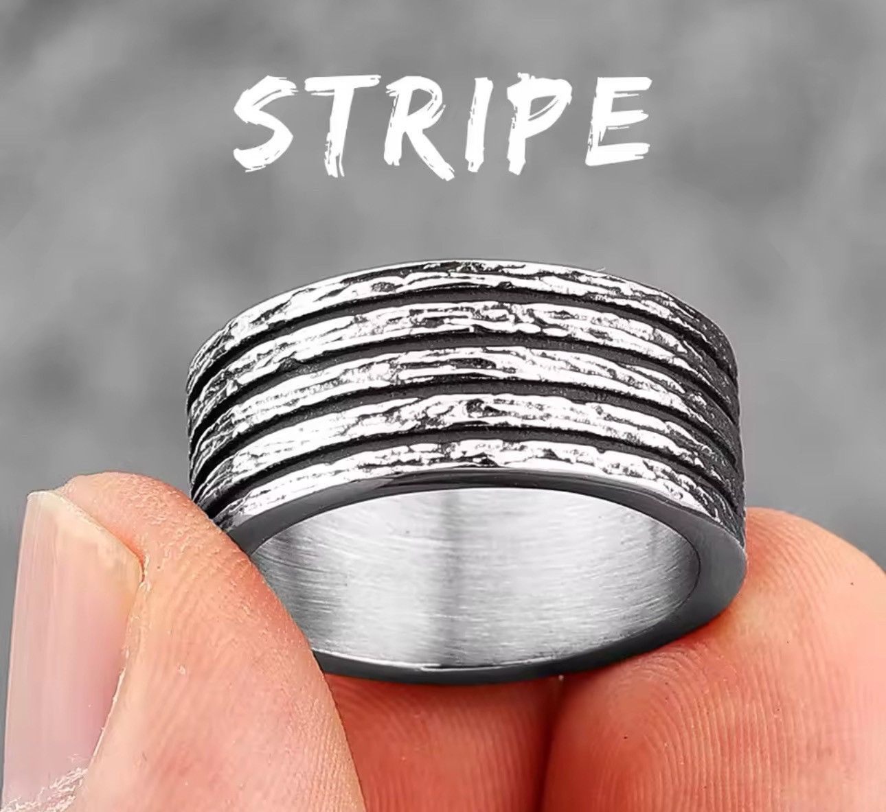 Jewelry × Vintage Simple Vintage Geometry Stainless Steel Mens Rings Size ONE SIZE - 1 Thumbnail