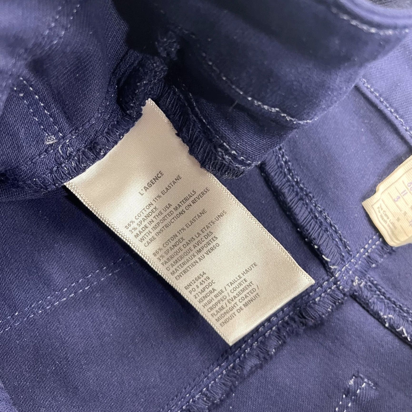 L'AGENCE L'AGENCE Jeans Womens 31 Dark Blue Flare Raw Hem Coated Stretch Denim USA Size 24" / US 00 / IT 34 - 6 Thumbnail