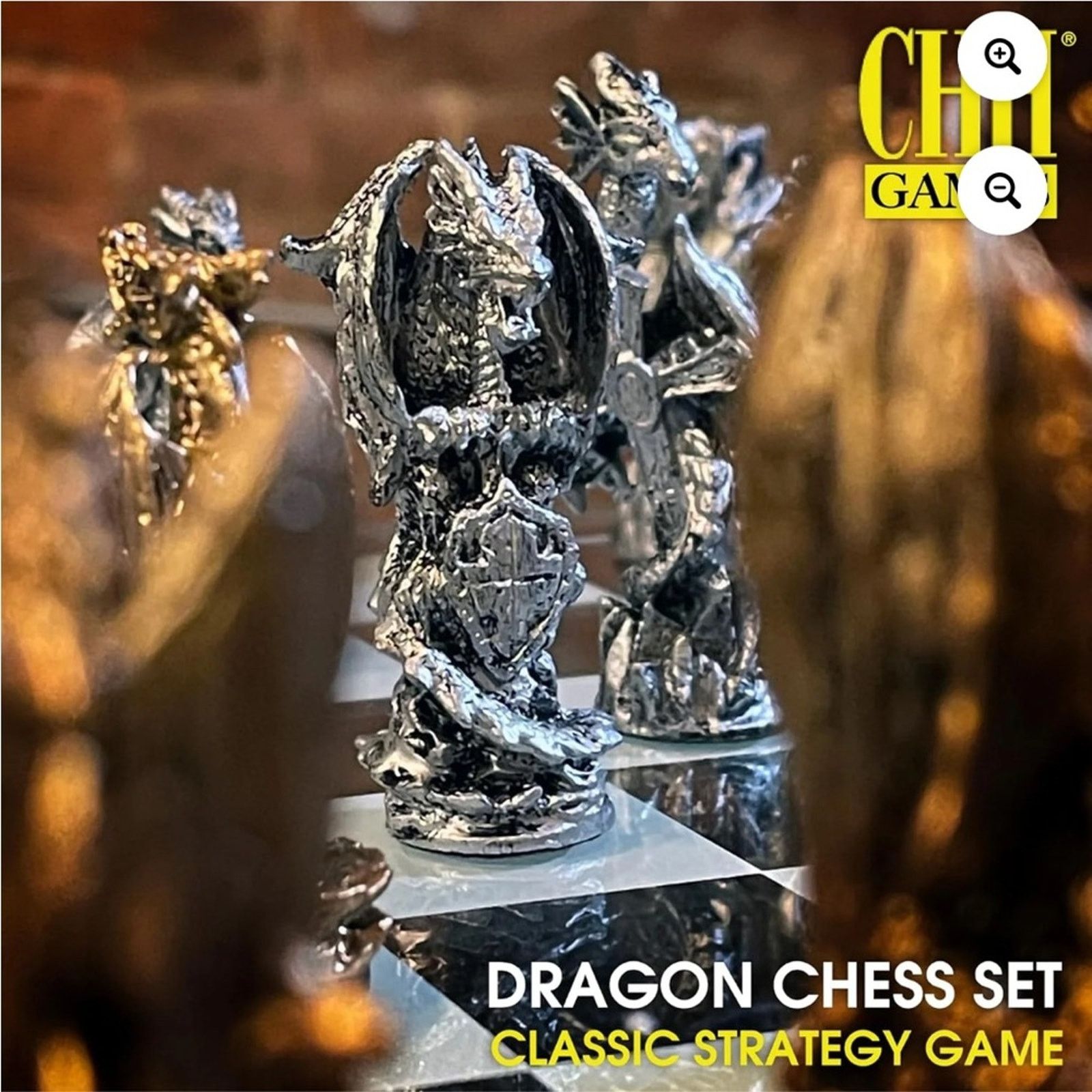 Other Chess Set Base 3D Dragons Fantasy Glass Board - 4 SETS Size ONE SIZE - 7 Thumbnail
