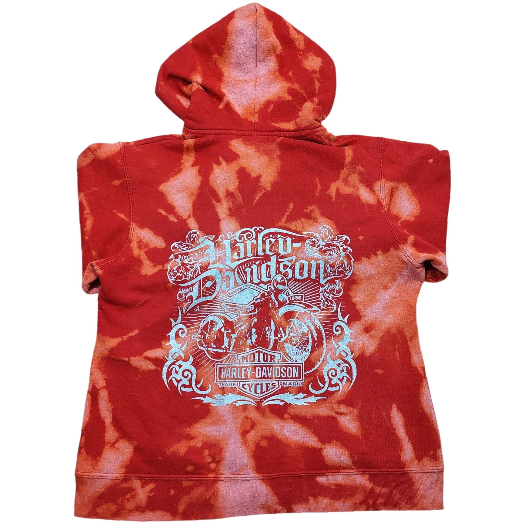 Harley Davidson Harley-Davidson Hoodie Sweatshirt Women Tie Dye Acid Wash V-Neck Graphic Print Hooded Pockets Zipless Pullover M Red Regular Size Type Hoodie Size M / US 6-8 / IT 42-44 - 3 Thumbnail