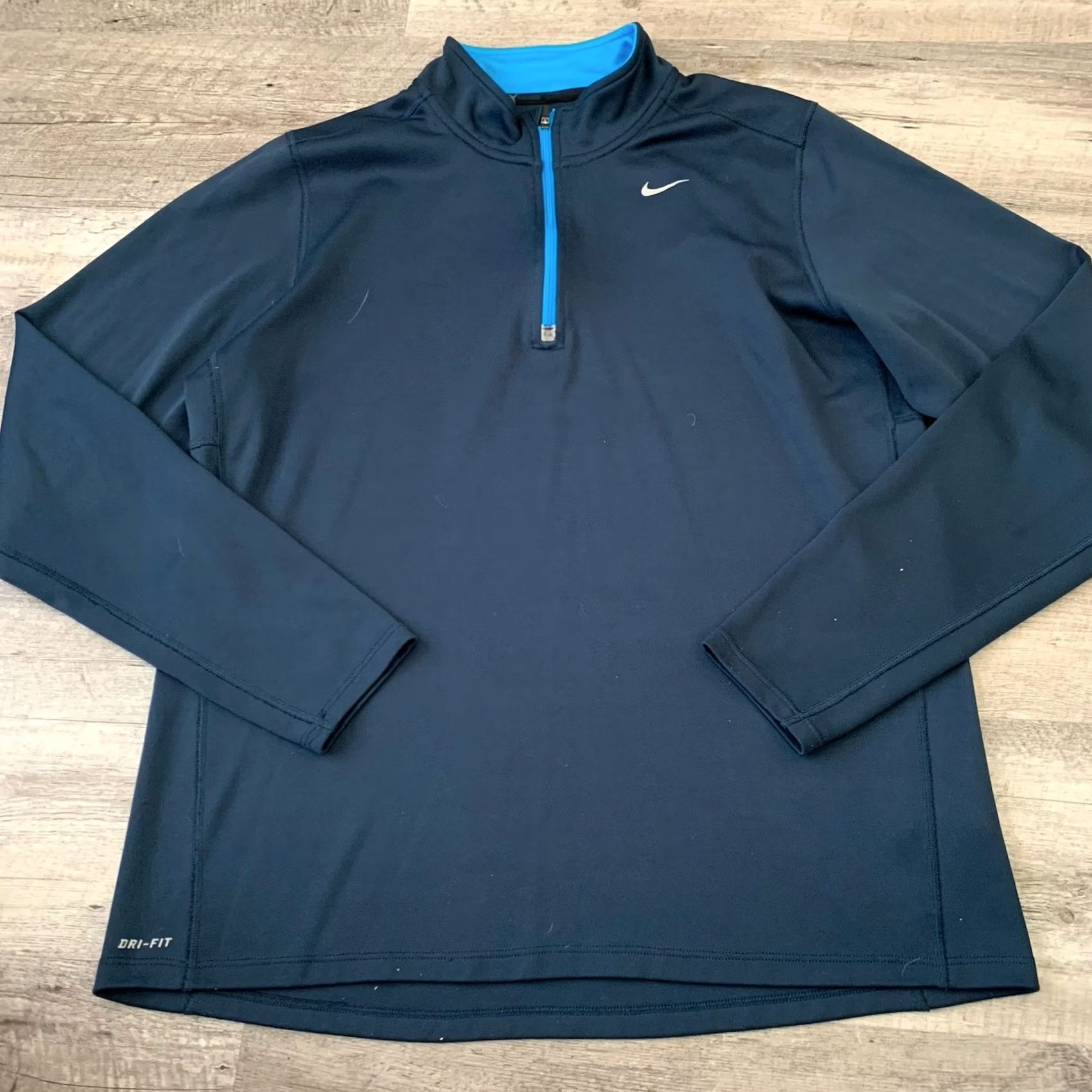 Nike Nike Racer Shirt Mens Large 1/4 Zip Dri-Fit Blue Polyester Size US L / EU 52-54 / 3 - 7 Thumbnail