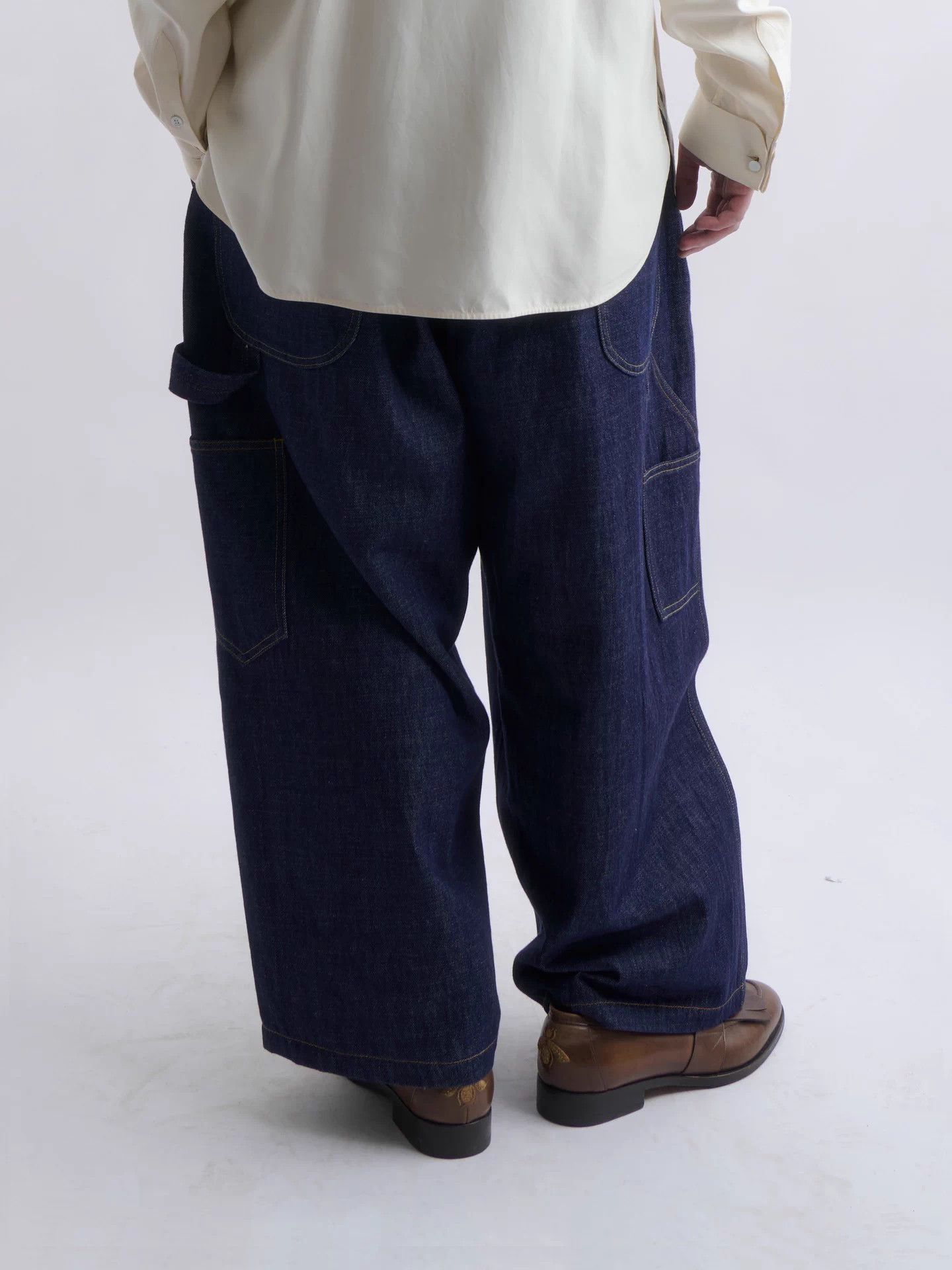 Yohji Yamamoto Yohji Yamamoto Drawstring Denim Wide-Leg Work Pants Size US 34 / EU 50 - 5 Thumbnail