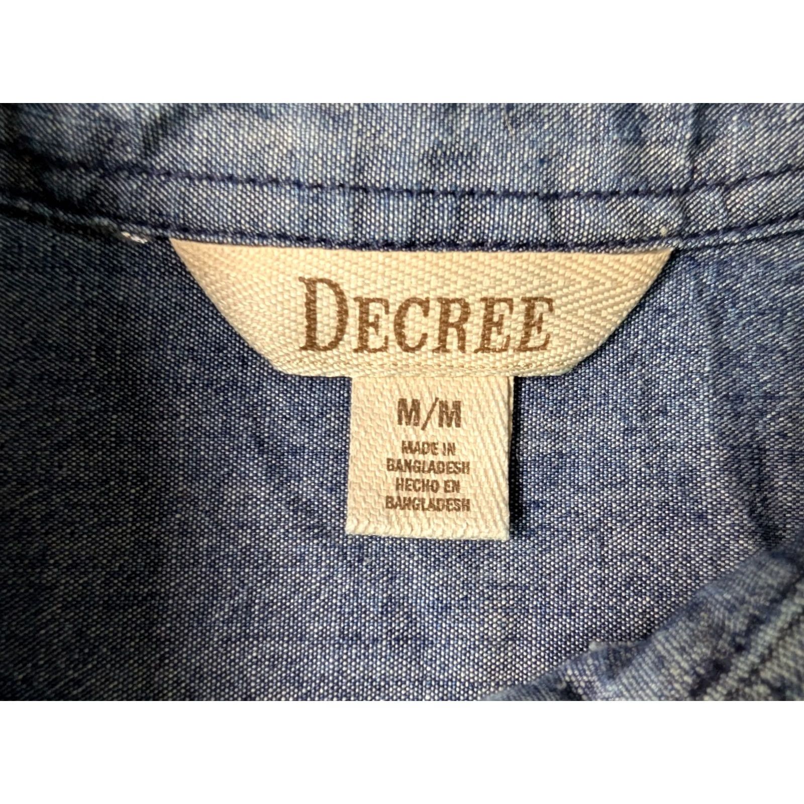 Decree Decree Indigo Dobby Long Sleeve Button-Up Shirt Men M Blue Vintage 90s Workwear Casual Distressed Cotton Chambray/Indigo Dobby/Outdoor Size US M / EU 48-50 / 2 - 2 Thumbnail