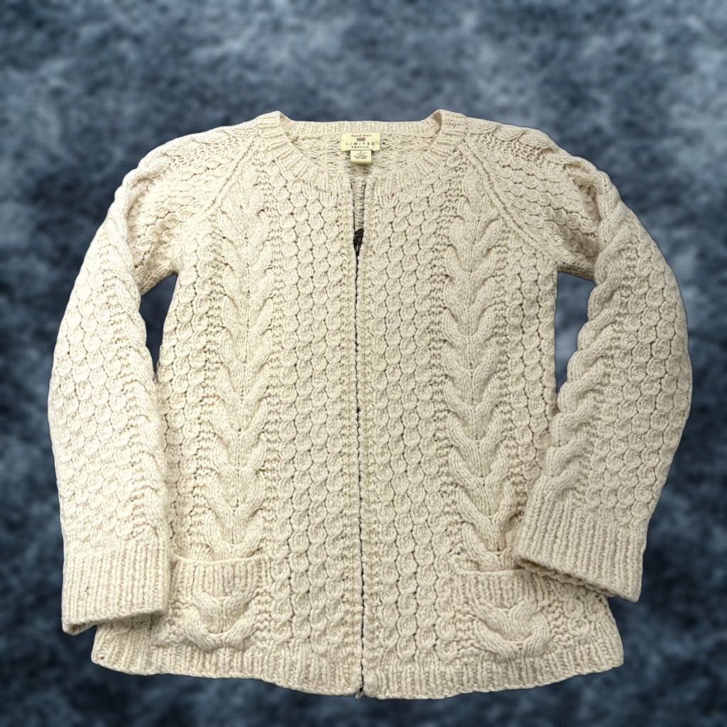 Vintage VINTAGE Limited America Fisherman Sweater Womens M Cardigan 90s Wool Ivory Zip Knitted Knit M Womens 90s Size M / US 6-8 / IT 42-44 - 1 Thumbnail