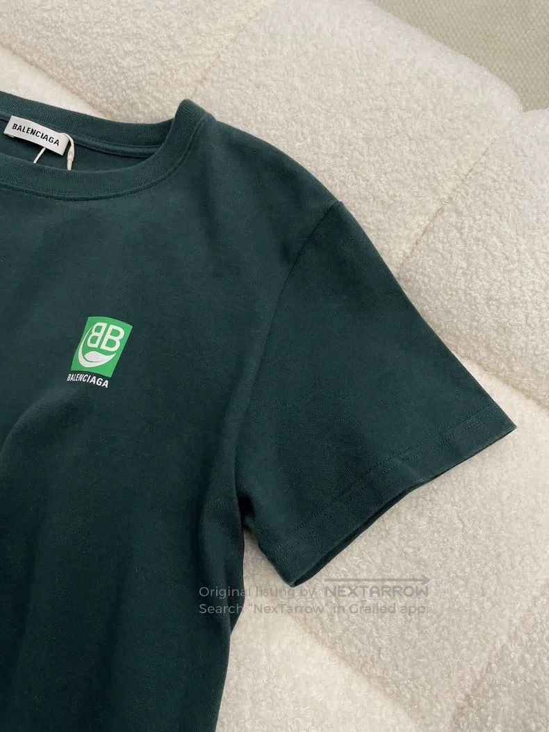 Balenciaga Balenciaga Double B Green Logo Green Short Sleeve T Size US L / EU 52-54 / 3 - 6 Thumbnail