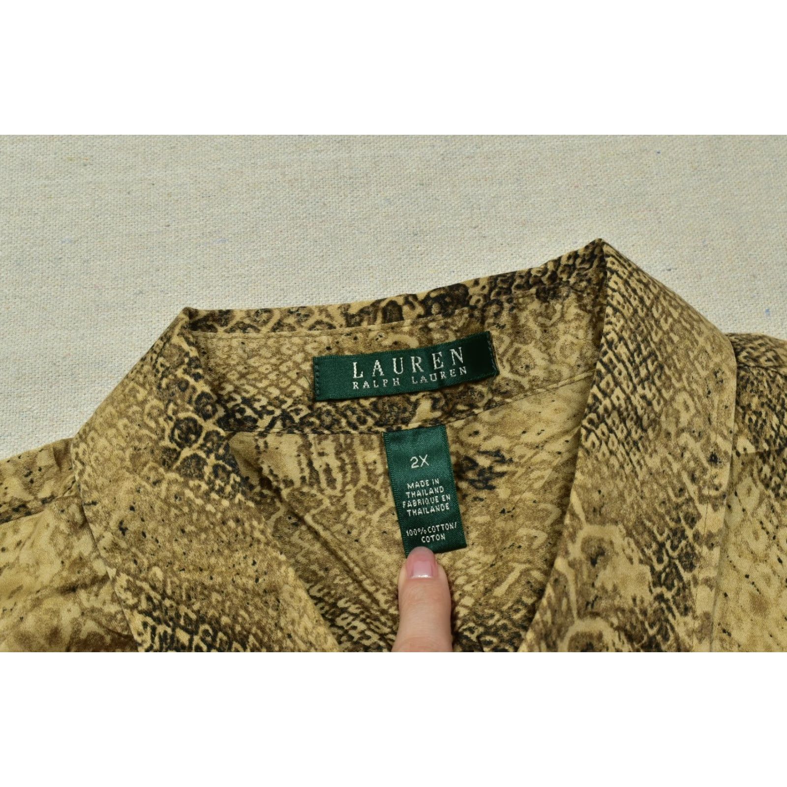 Ralph Lauren Lauren Ralph Lauren Women Button Up Top Blouse Plus Size 2X Cotton Brown 3/4 Sleeve Button-Down Shirt Womens 2X Brown Cotton Everyday Classic Size XXL / US 16-18 / IT 52-54 - 7 Thumbnail