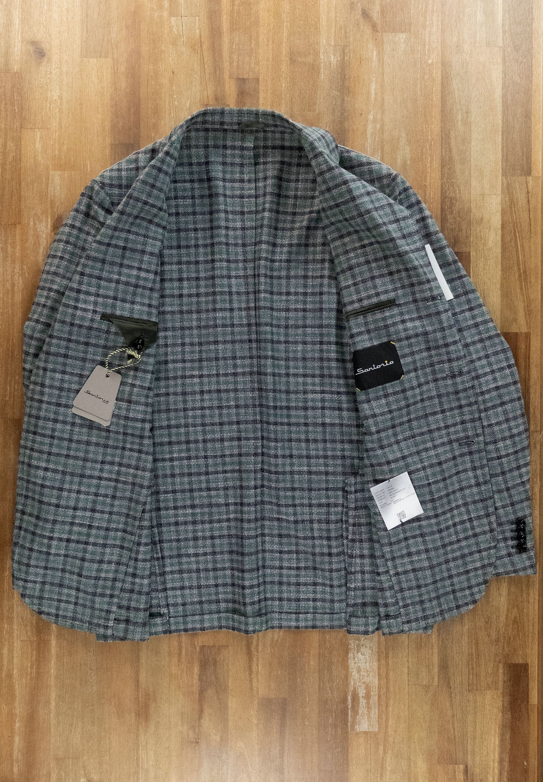 SARTORIO SARTORIO Napoli Kiton green gray plaid wool silk sportcoat Size 44R - 6 Thumbnail