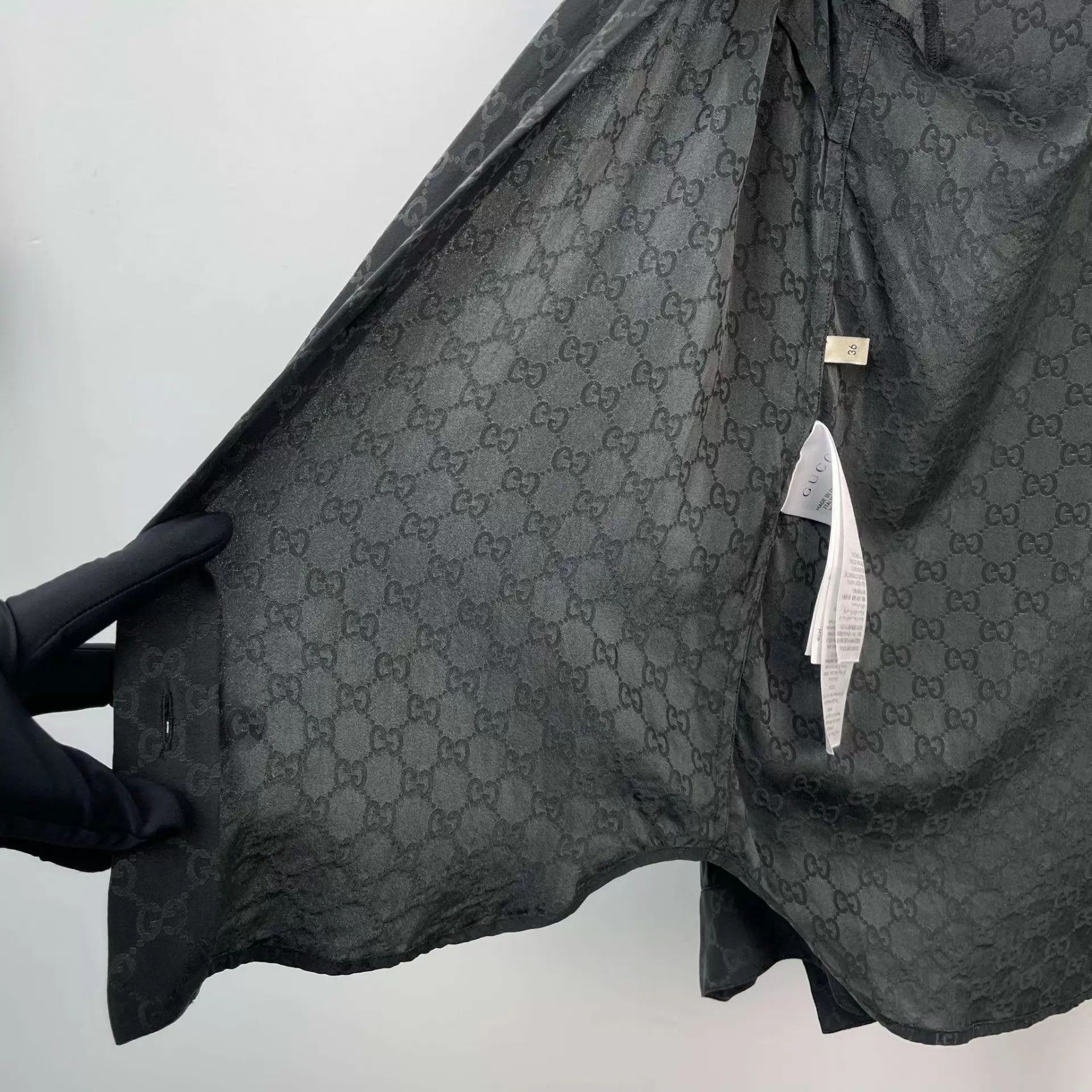 Gucci Gucci all-over print logo long-sleeve shirt black size 36 Size XS / US 0-2 / IT 36-38 - 7 Thumbnail