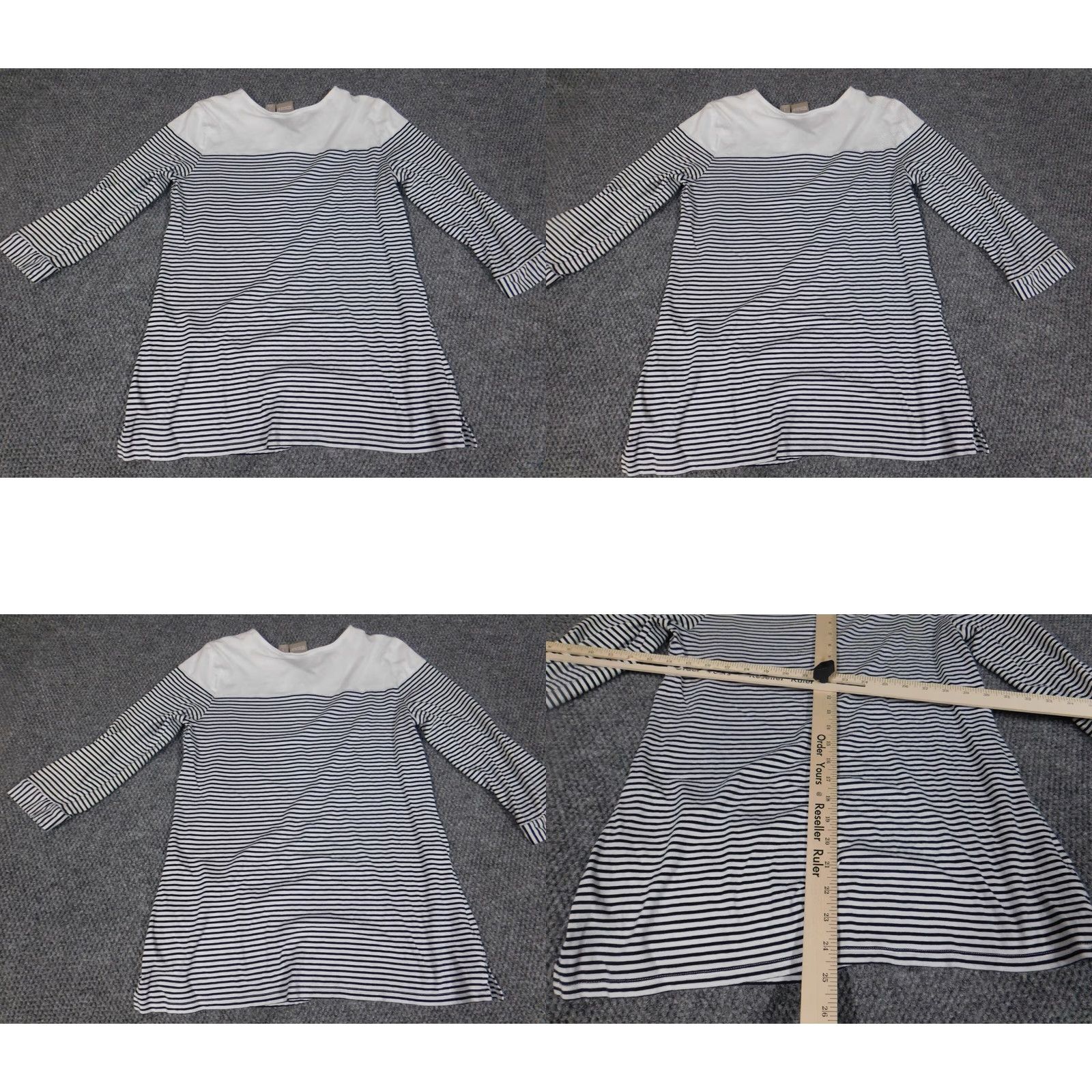 Vintage Chicos Blouse Size 1 Blue Womens Striped Pullover Stretch Top Cotton Modal Rayon Crew Neck Regular Fit Button Shirts Women Size XS / US 0-2 / IT 36-38 - 8 Thumbnail