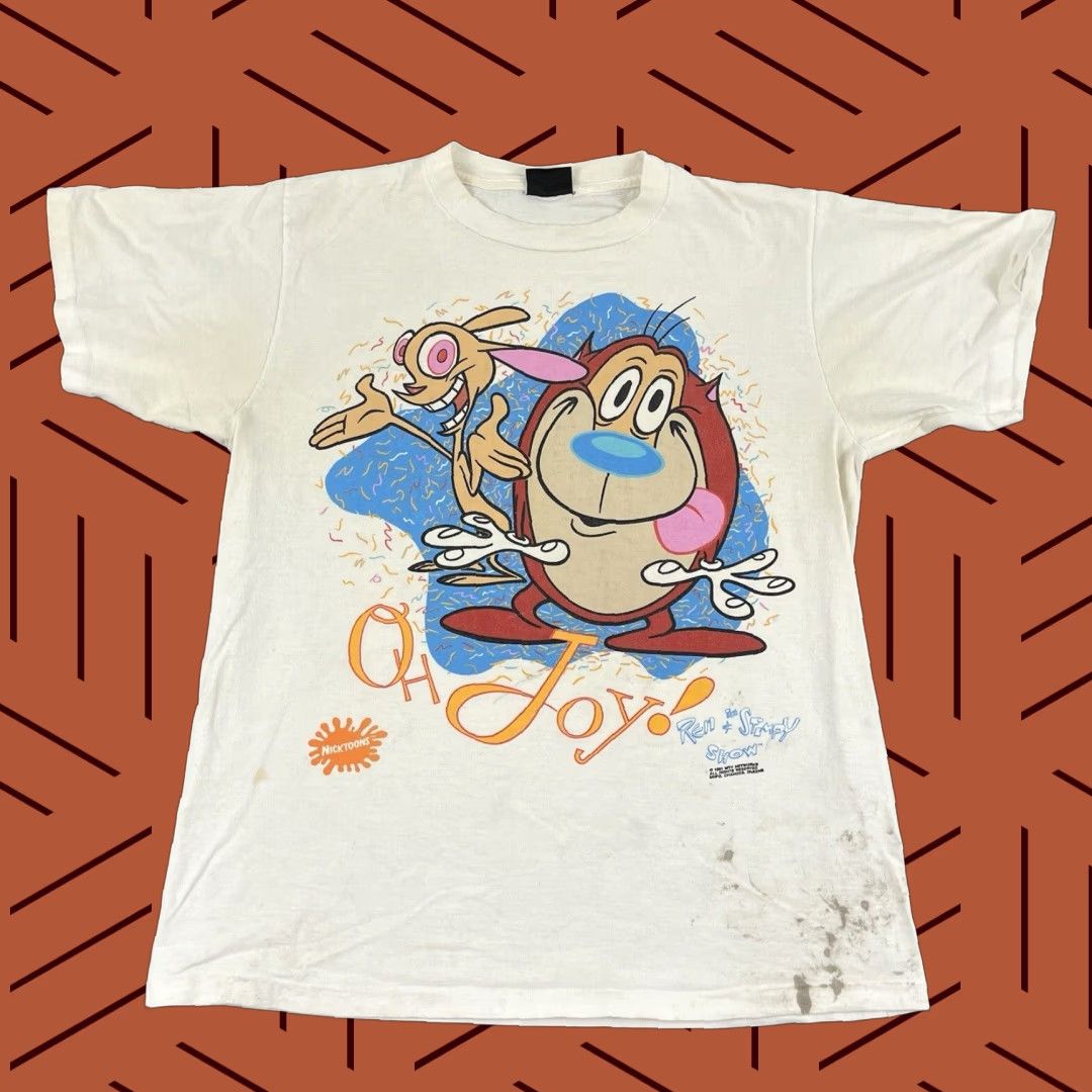 Changes Vintage REN & THE STIMPY Shirt Mens Large White Graphic Tee Sitcom 90s Stained* Size US L / EU 52-54 / 3 - 1 Thumbnail