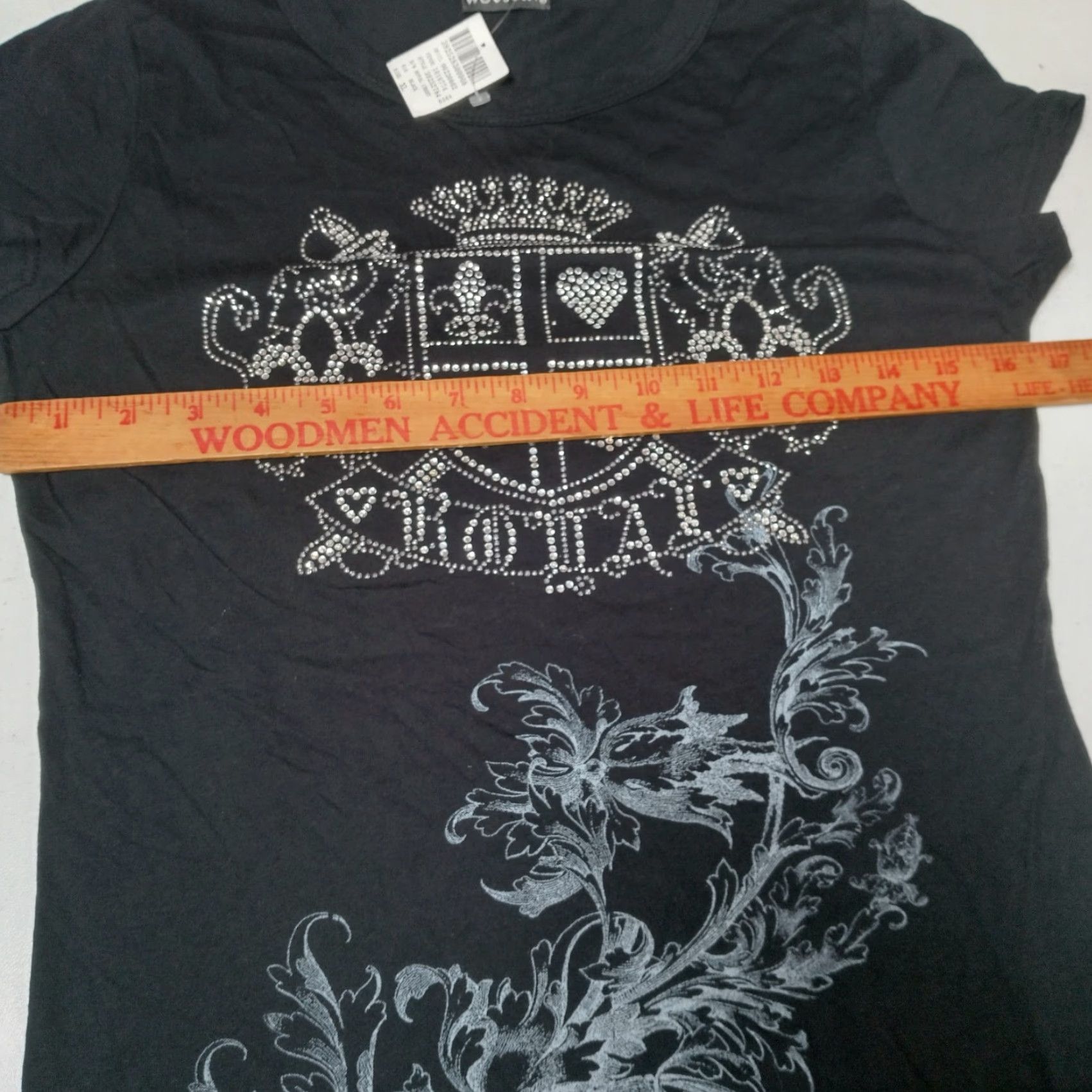 Vintage VINTAGE Wet Seal T-Shirt Juniors XL Cap Sleeve Black Silver Rhinestones Y2K 2000s Royal Queen Casual Size XL / US 12-14 / IT 48-50 - 7 Thumbnail