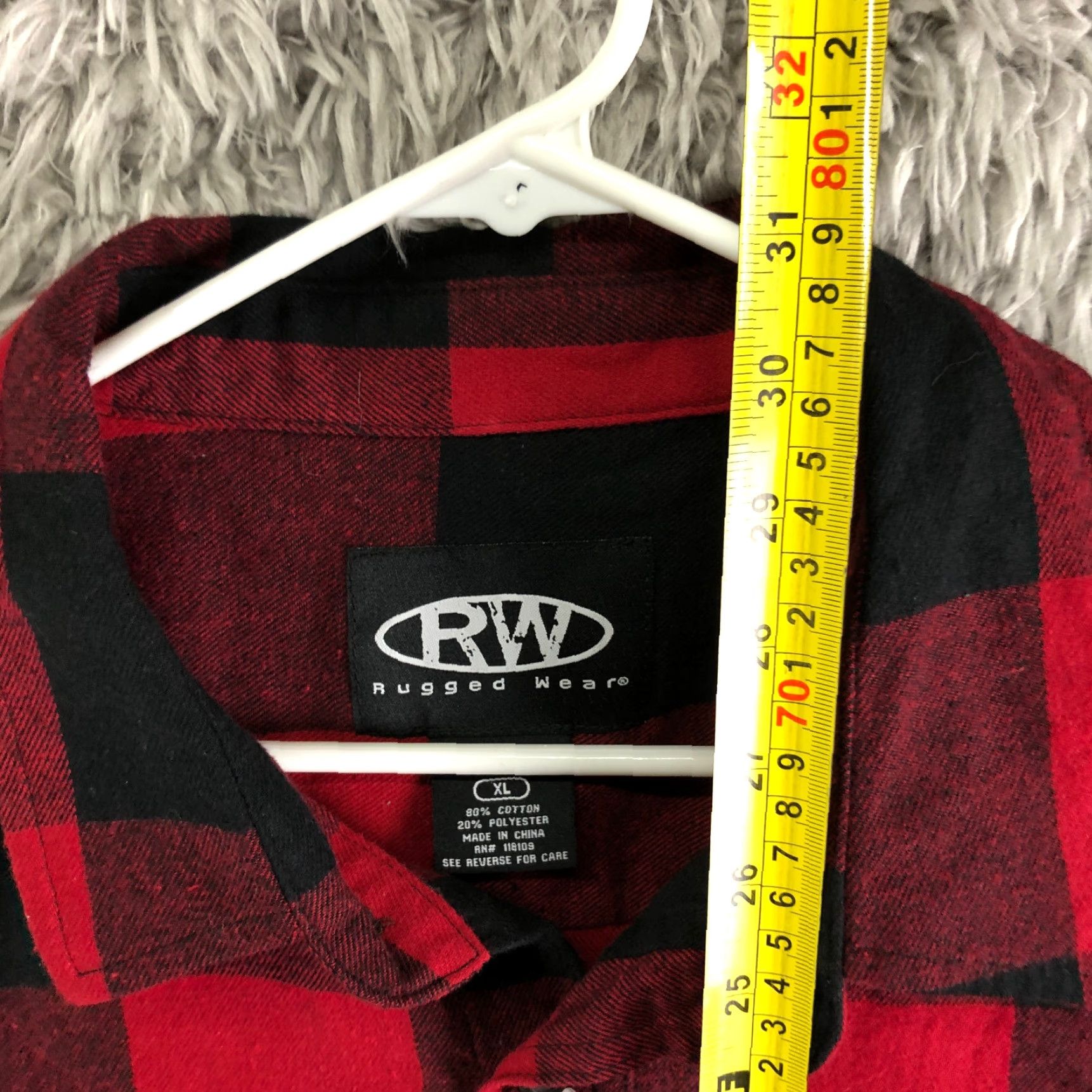 Vintage Rugged Wear Shirt Mens XL Red Flannel Long Sleeve Button-Up Spread Collar Button-Down Casual Check Modern Size US XL / EU 56 / 4 - 5 Thumbnail