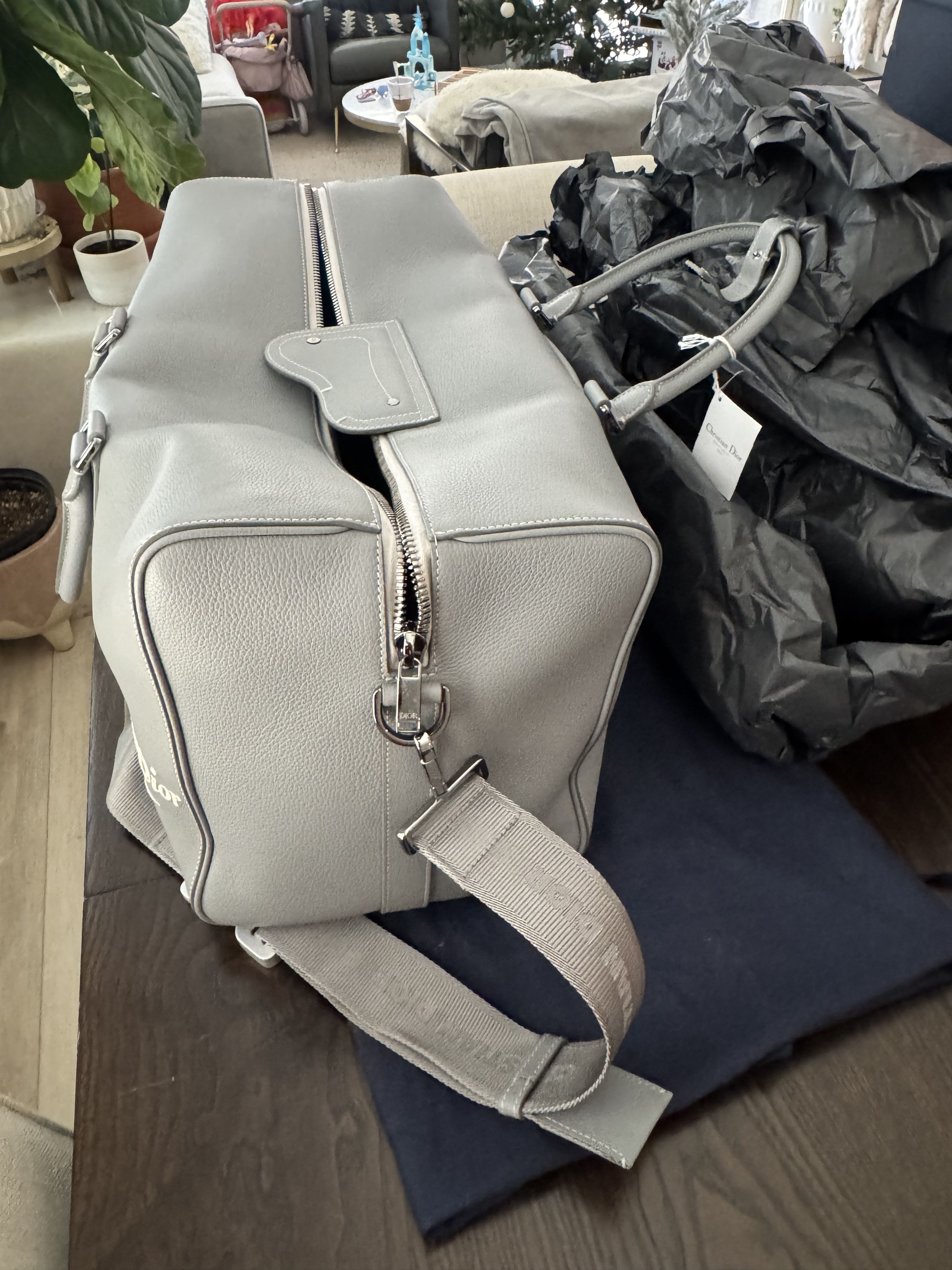 Dior Lingot 50 grain calf grey/white duffel bag Size ONE SIZE - 8 Thumbnail