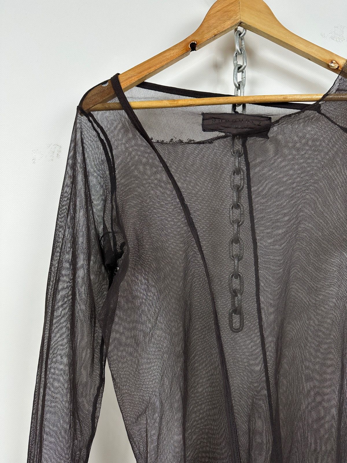 Rundholz Rundholz Brown Asymmetrical Sheer Mesh Long Sleeve Top Size S / US 4 / IT 40 - 5 Thumbnail