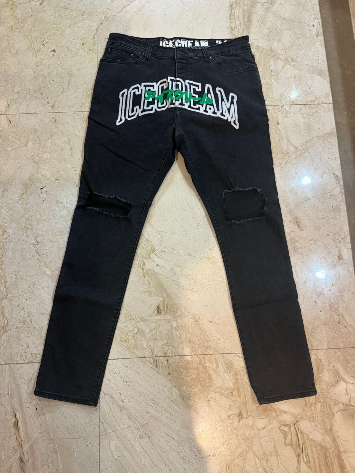 Pre-owned Billionaire Boys Club X Icecream Ice Cream Embroidered Jeans In Grey