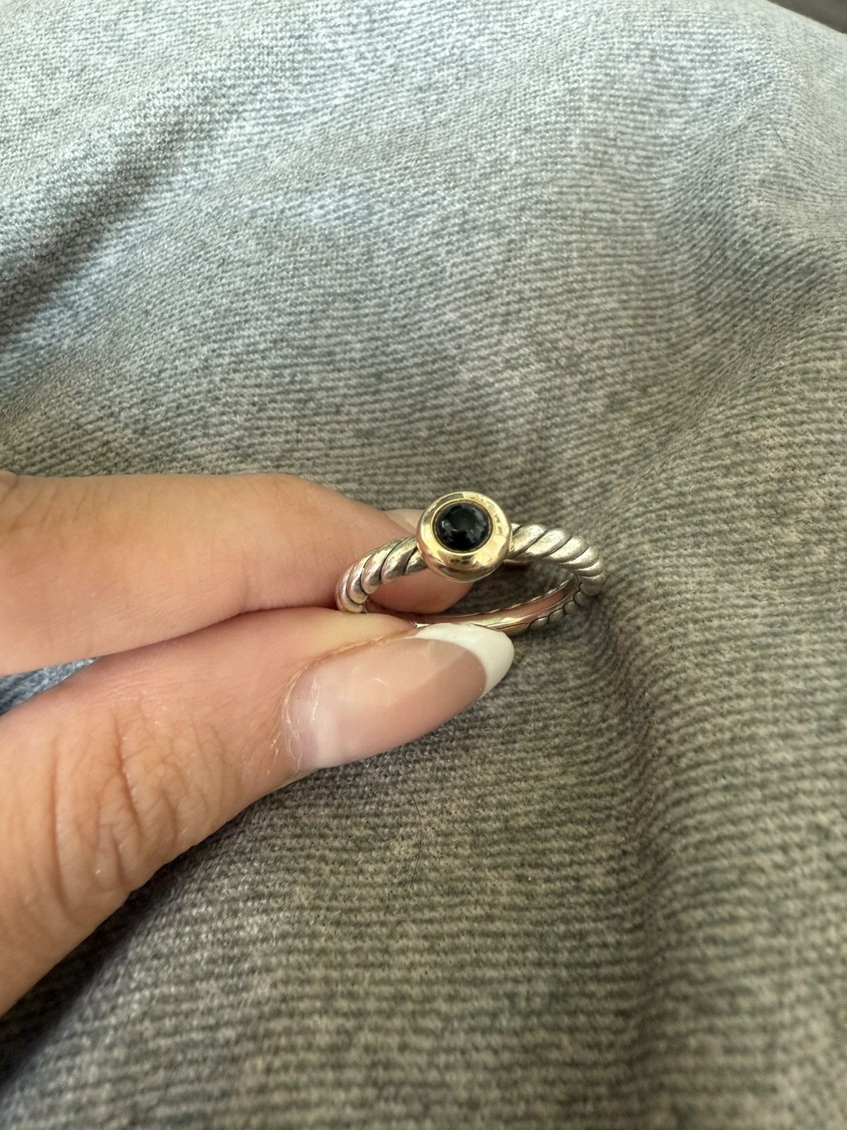 David Yurman David Yurman Petite Cable Silver 14K Yellow Gold Black Onyx Size ONE SIZE - 3 Thumbnail