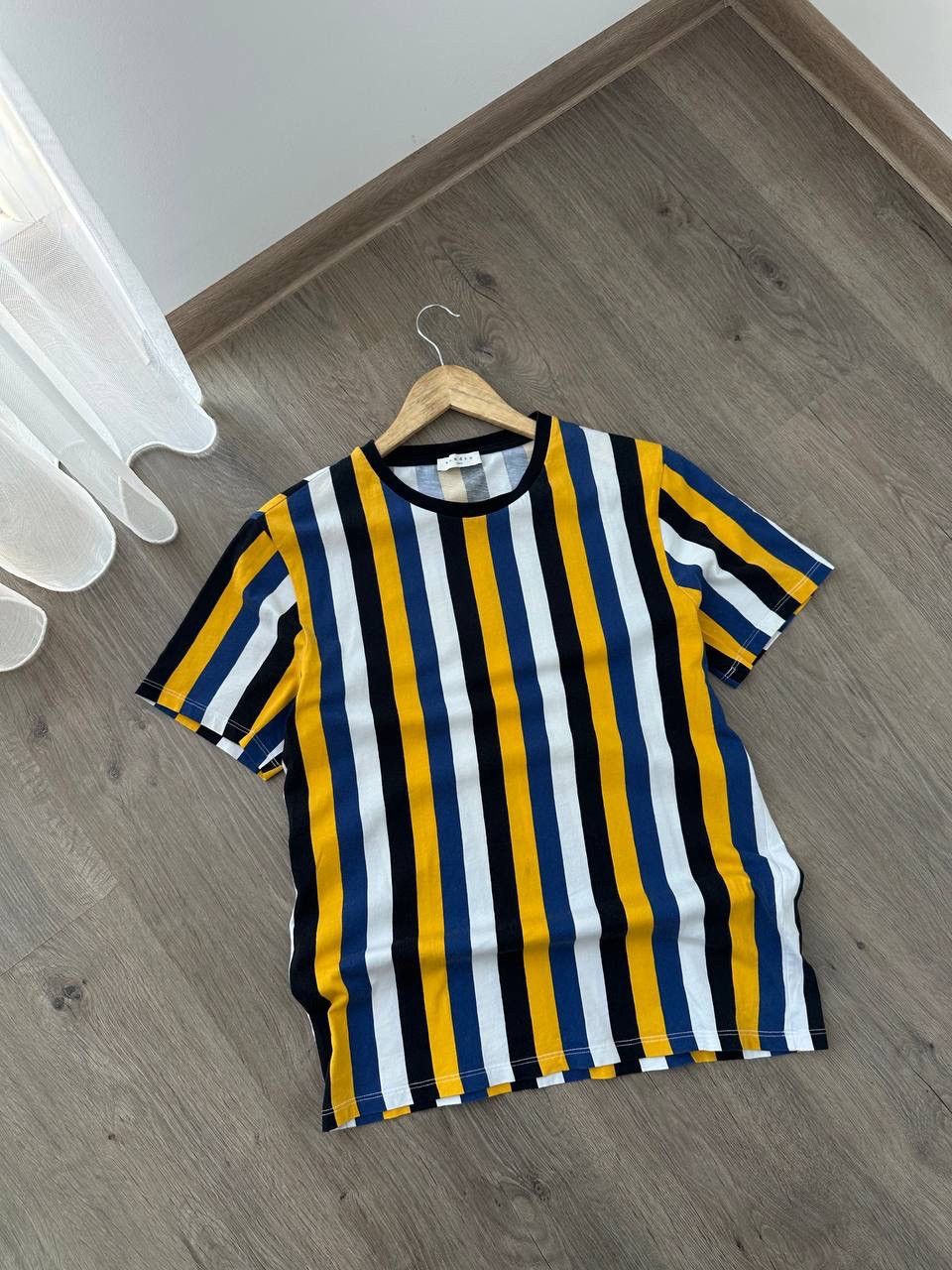 Sandro × Vintage Vintage Sandro Stripeded Yellow T-Shirt Size US S / EU 44-46 / 1 - 4 Thumbnail