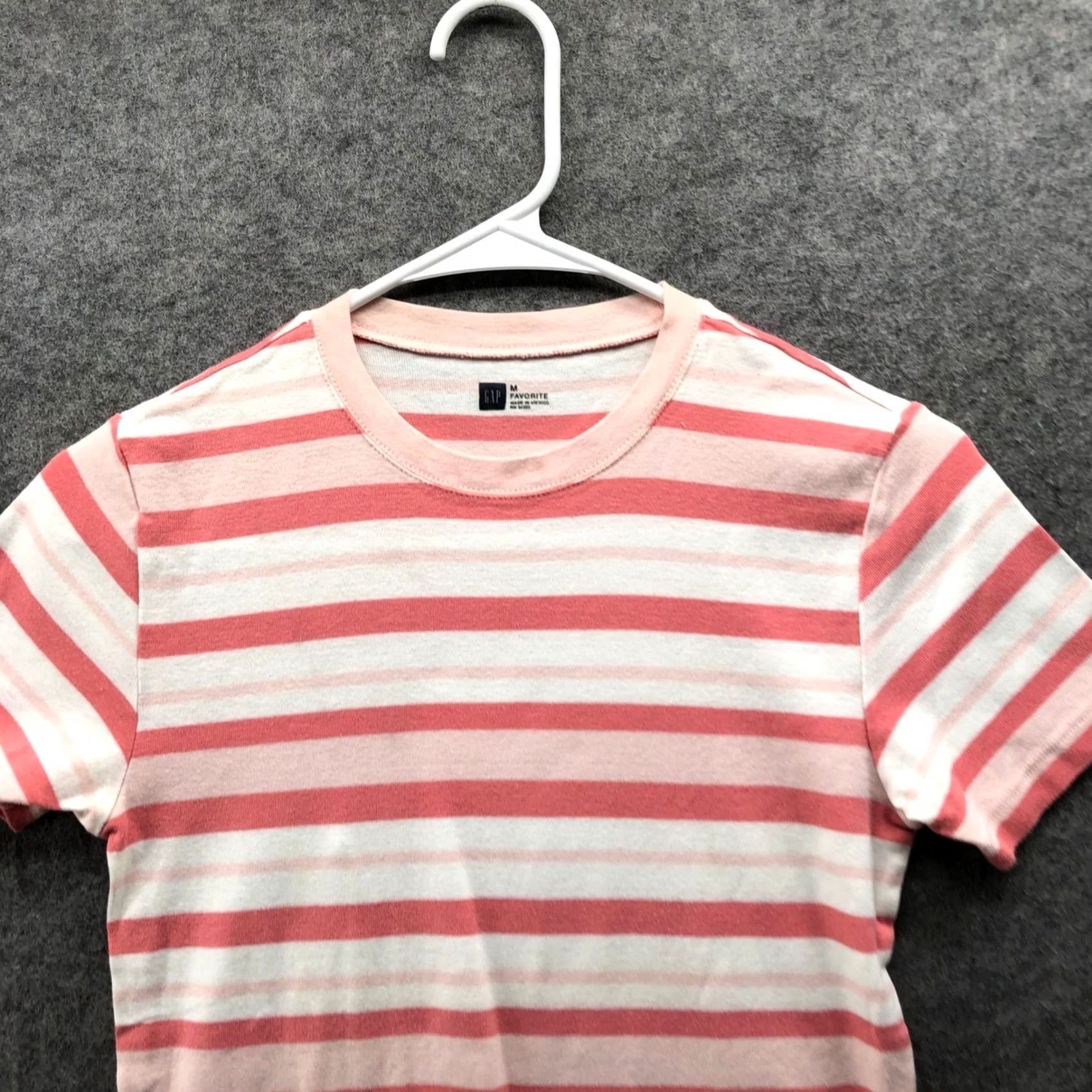 Gap Gap Favorite Tee T-Shirt Womens M Pink Striped Cotton Crew Neck Short Sleeve Size M / US 6-8 / IT 42-44 - 3 Thumbnail
