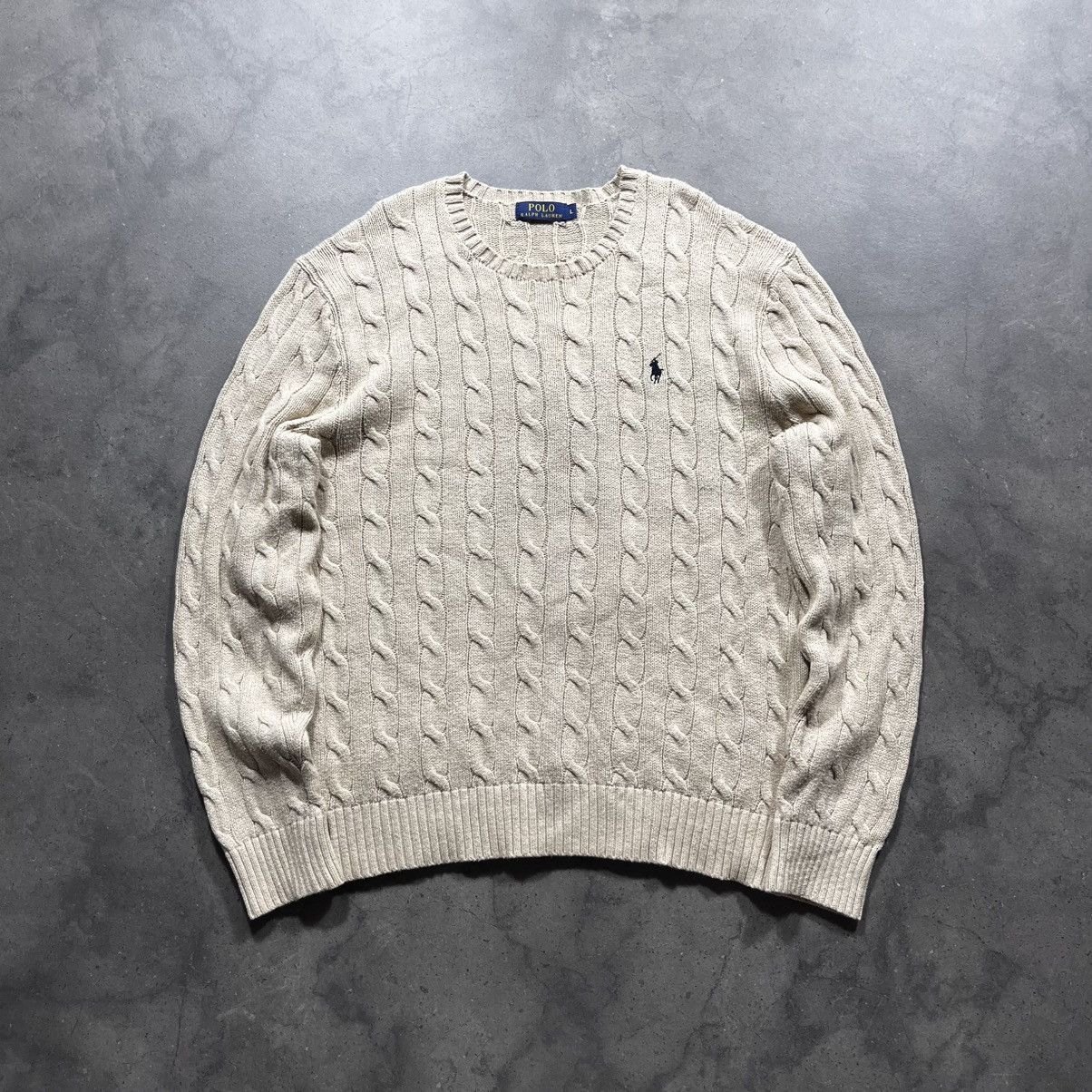 Vintage Polo Ralph Lauren Cable Knit Sweater Old Money Mens