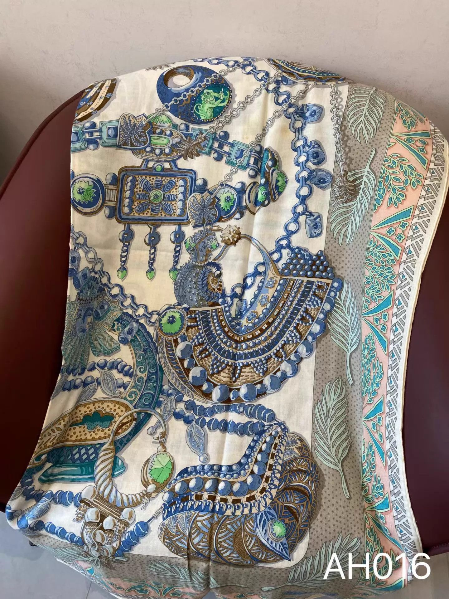 Hermes Hermes Blue & White Jewelry Scarf 140x140 LN AH016 Size ONE SIZE - 5 Thumbnail