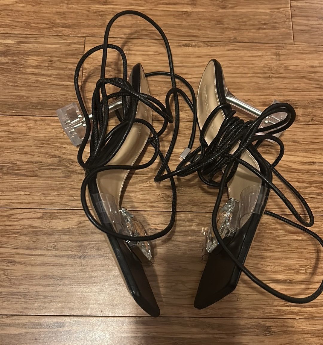 MACH & MACH Mach & Mach Crystal Square Vinyl & Leather Sandal size 37 Size US 7 / IT 37 - 4 Thumbnail